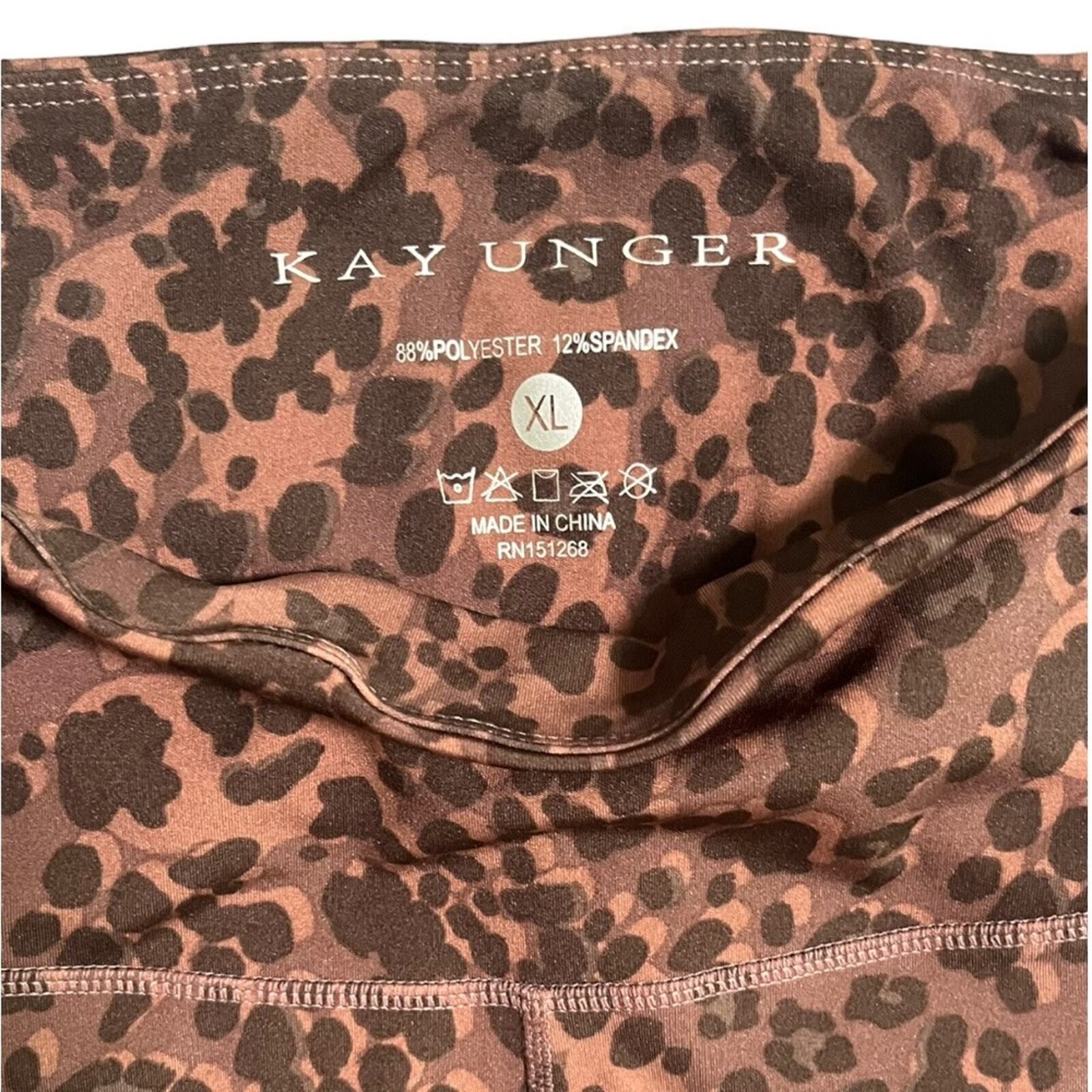 Kay Unger Womens XL Leopard High Waisted Leggings With Pockets