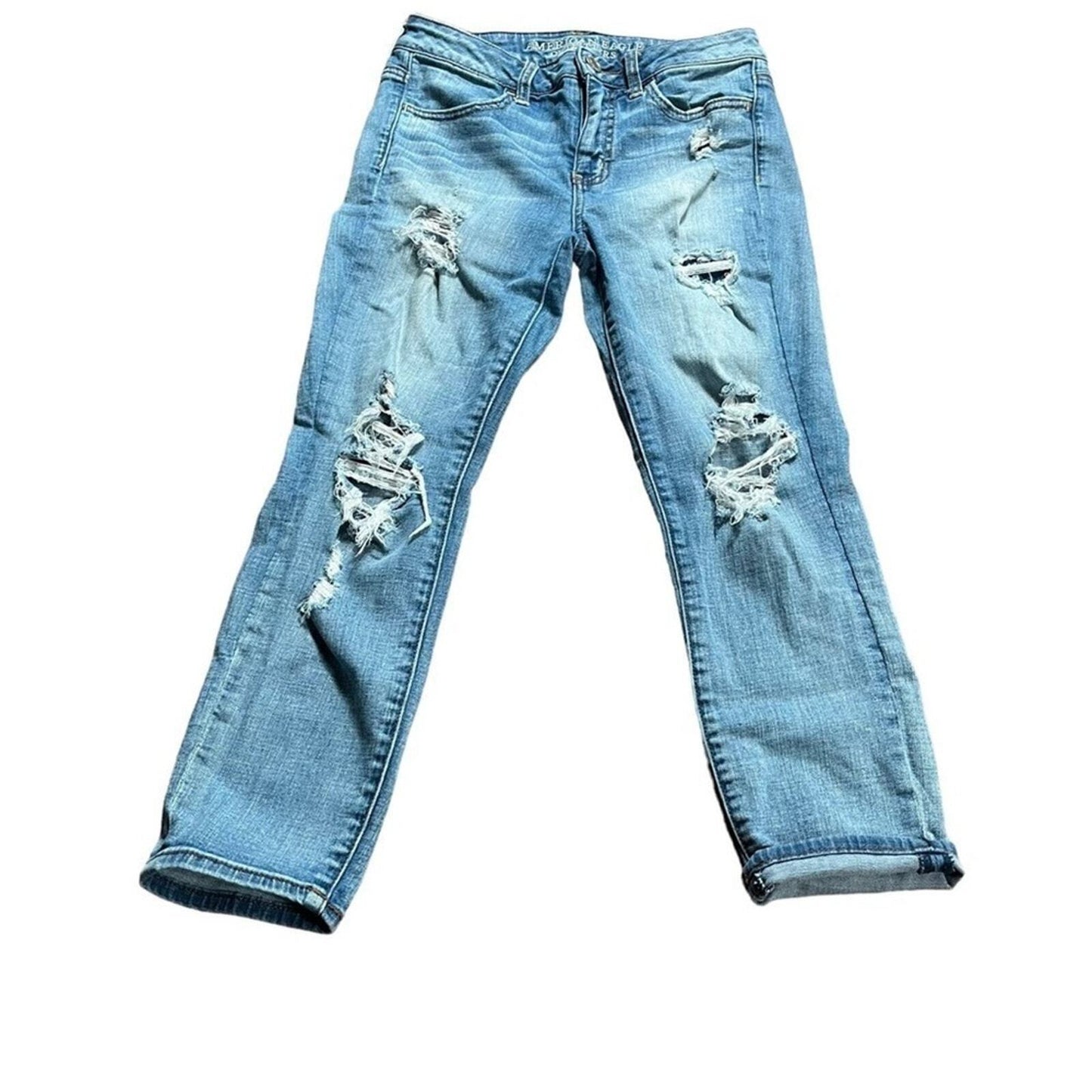 American Eagle Womens Size 4 Hi Rise Distressed Jegging Crop 