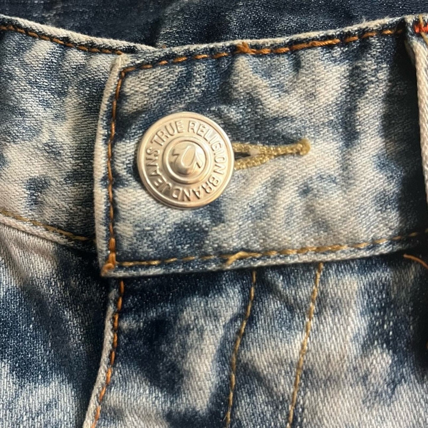 True Religion Mens Size 32 Section Slim Seat Bleached Denim Jeans