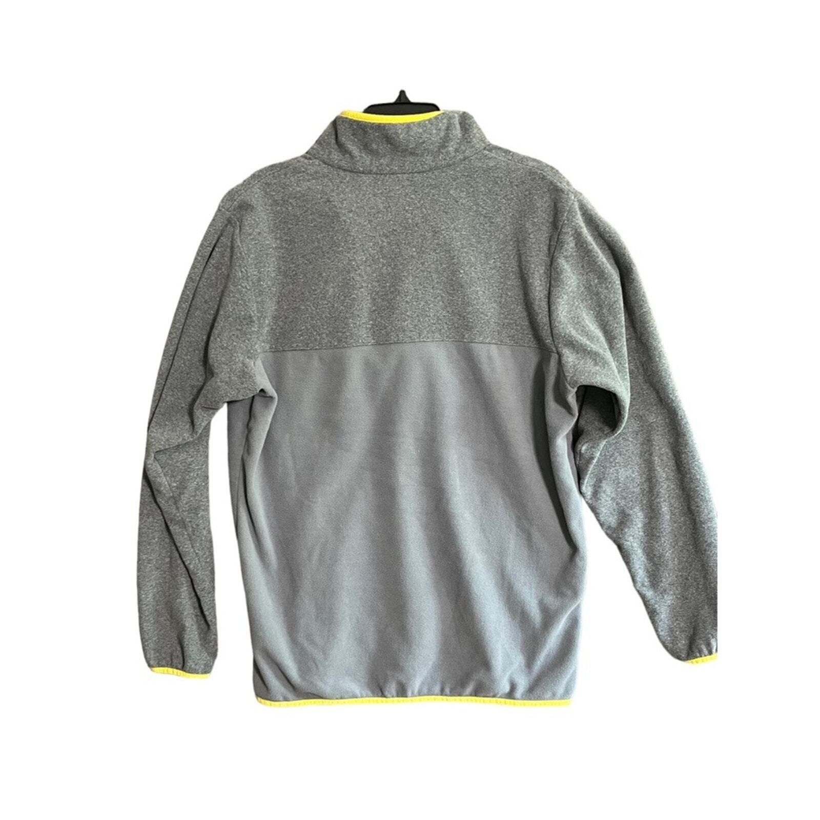 Columbia Mens Medium Fleece 1/4 Snap Pullover Gray w/ Yellow Trim