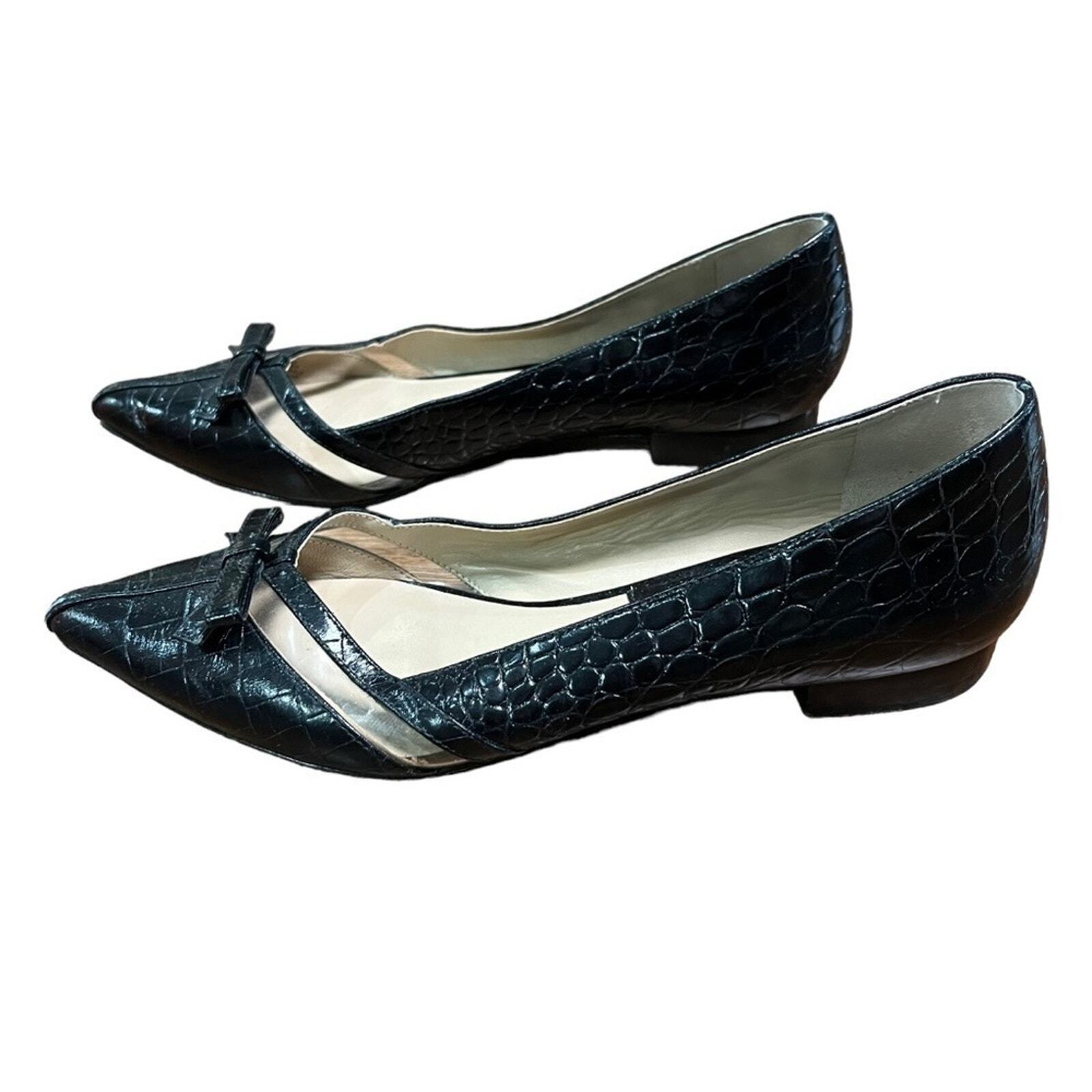 Michael Kors Joey Embossed Leather Bow Flat Size 38