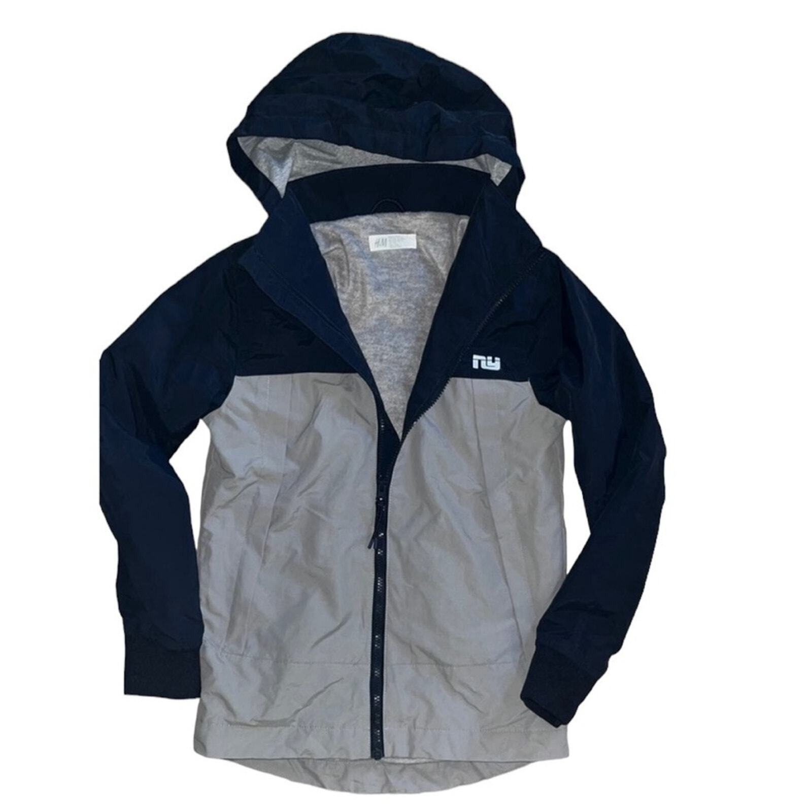 H&M Boys Size 14 Insulated Jacket with Hood Navy Gray 
