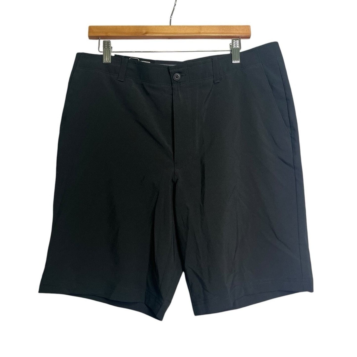 PGA Tour Mens Size 36 Black Active Waistband Stretch Flat Front Golf Shorts NWT
