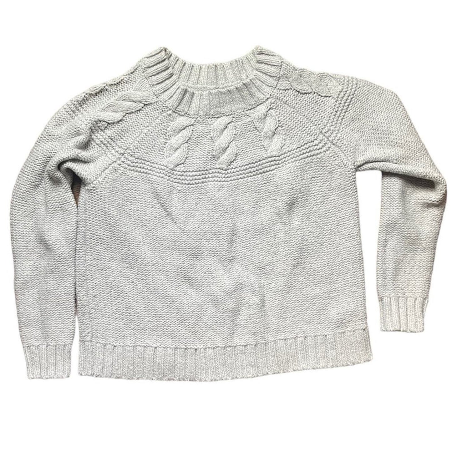 Aerie Womens Size M Gray Heavy Cotton Cable Knit Long Sleeve Sweater 