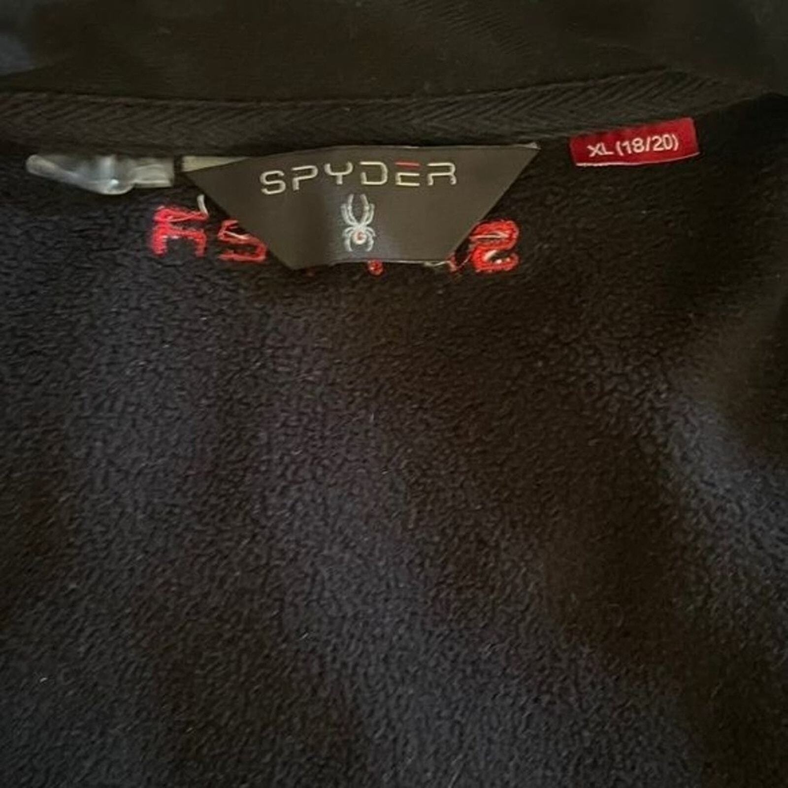 Spyder Boys XL 18/20 Black Red Full Zip Long Sleeve Jacket 