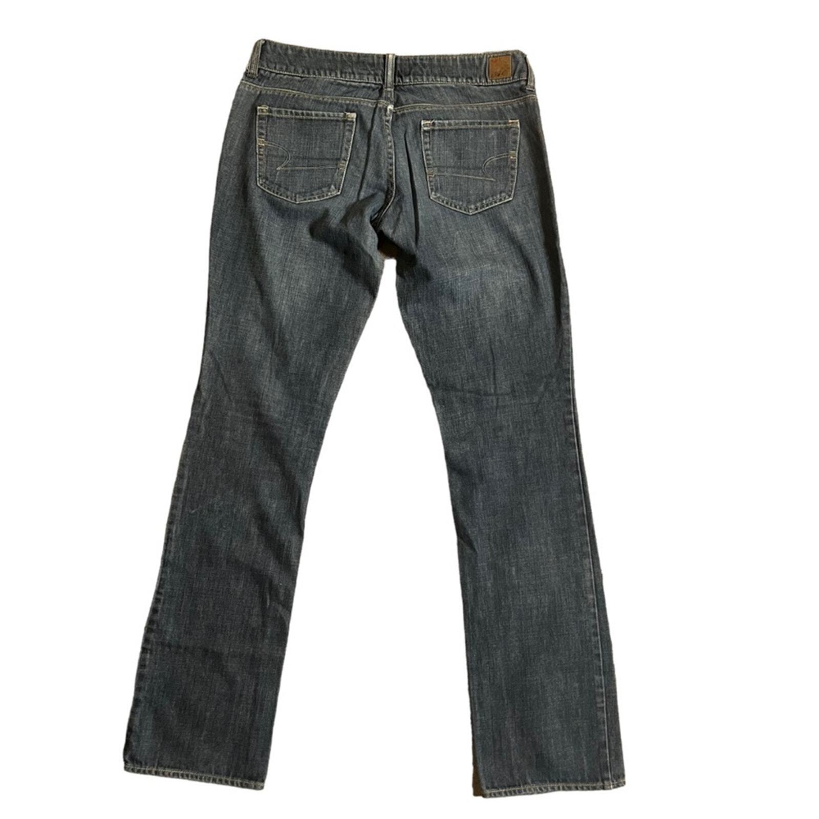 American Eagle Womens 77 Straight 8 Long Medium Wash Denim Jeans