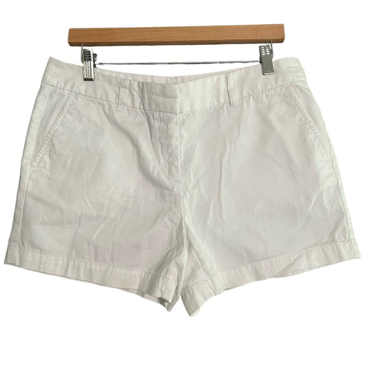 Ann Taylor Loft Womens Size 8 White 4" Flat Front Casual Shorts