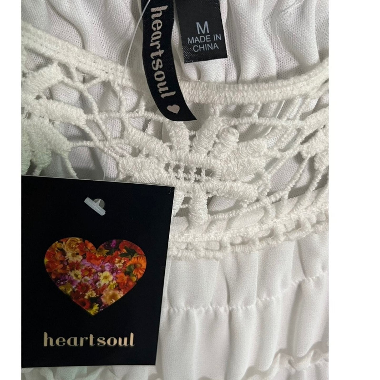 HeartSoul Womens Medium White Mini 3/4 Length Sleeve Dress NWT