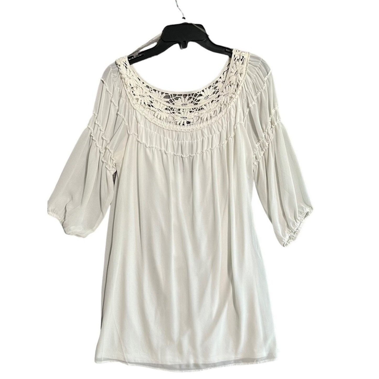 HeartSoul Womens Medium White Mini 3/4 Length Sleeve Dress NWT