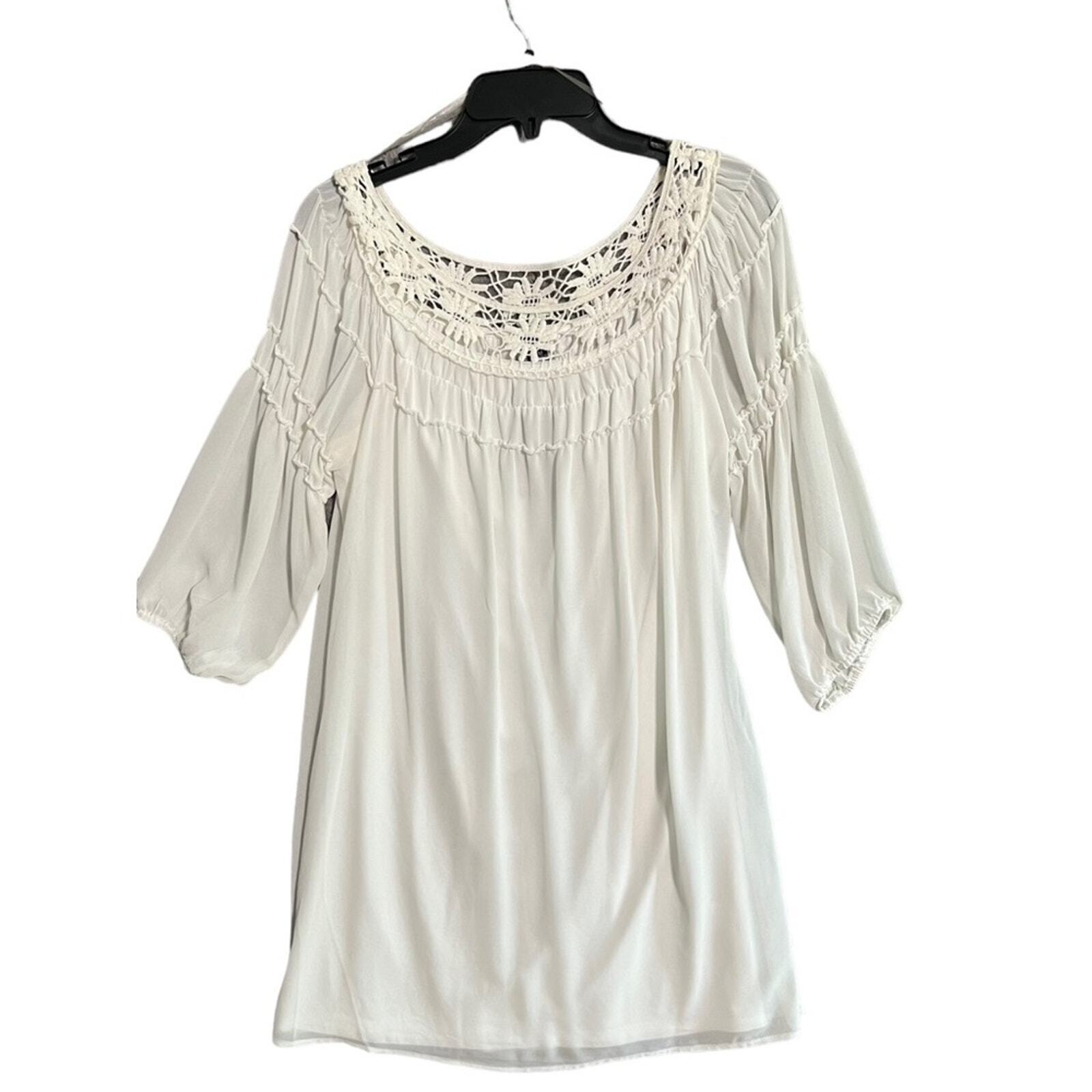 HeartSoul Womens Medium White Mini 3/4 Length Sleeve Dress NWT