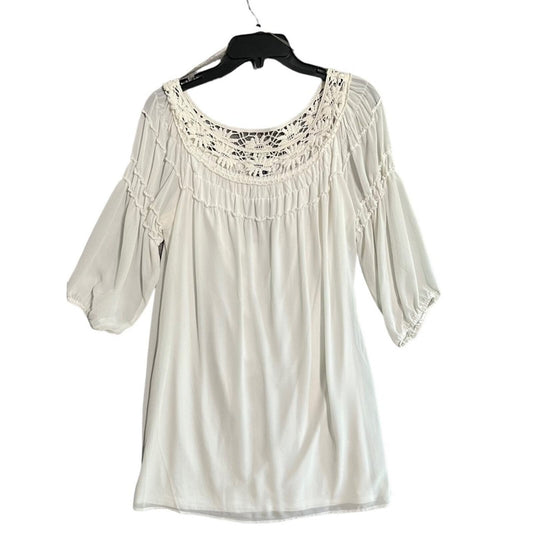 HeartSoul Womens Medium White Mini 3/4 Length Sleeve Dress NWT