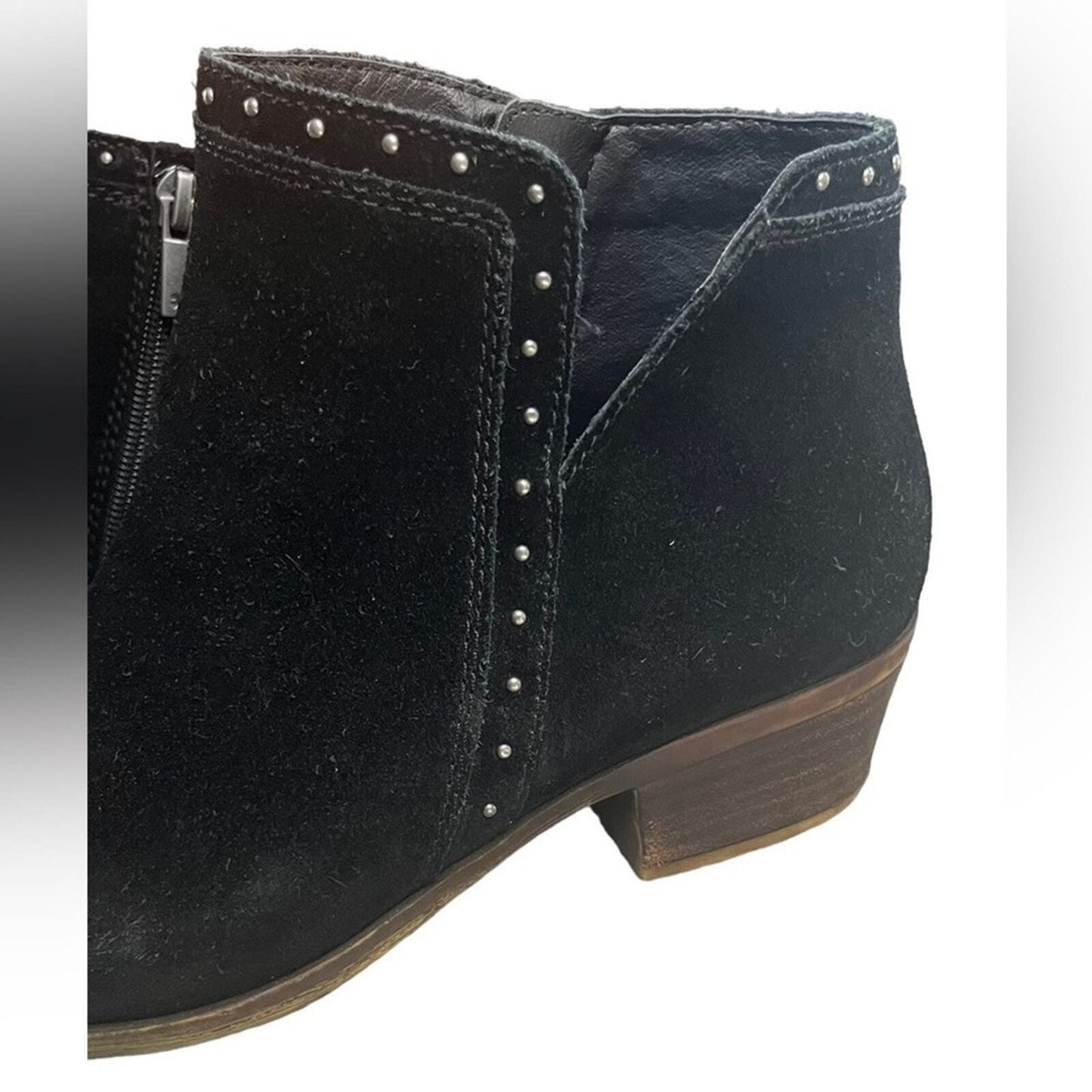 Lucky Brand Women’s Size 9W Bethea Black Leather Suede Ankle Boot Classic Studs