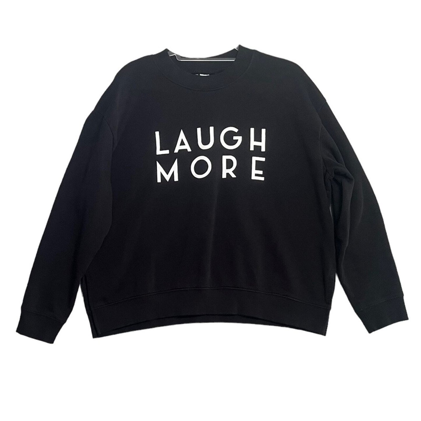 Laugh More Womens Size XL Black Cropped Sweatshirt