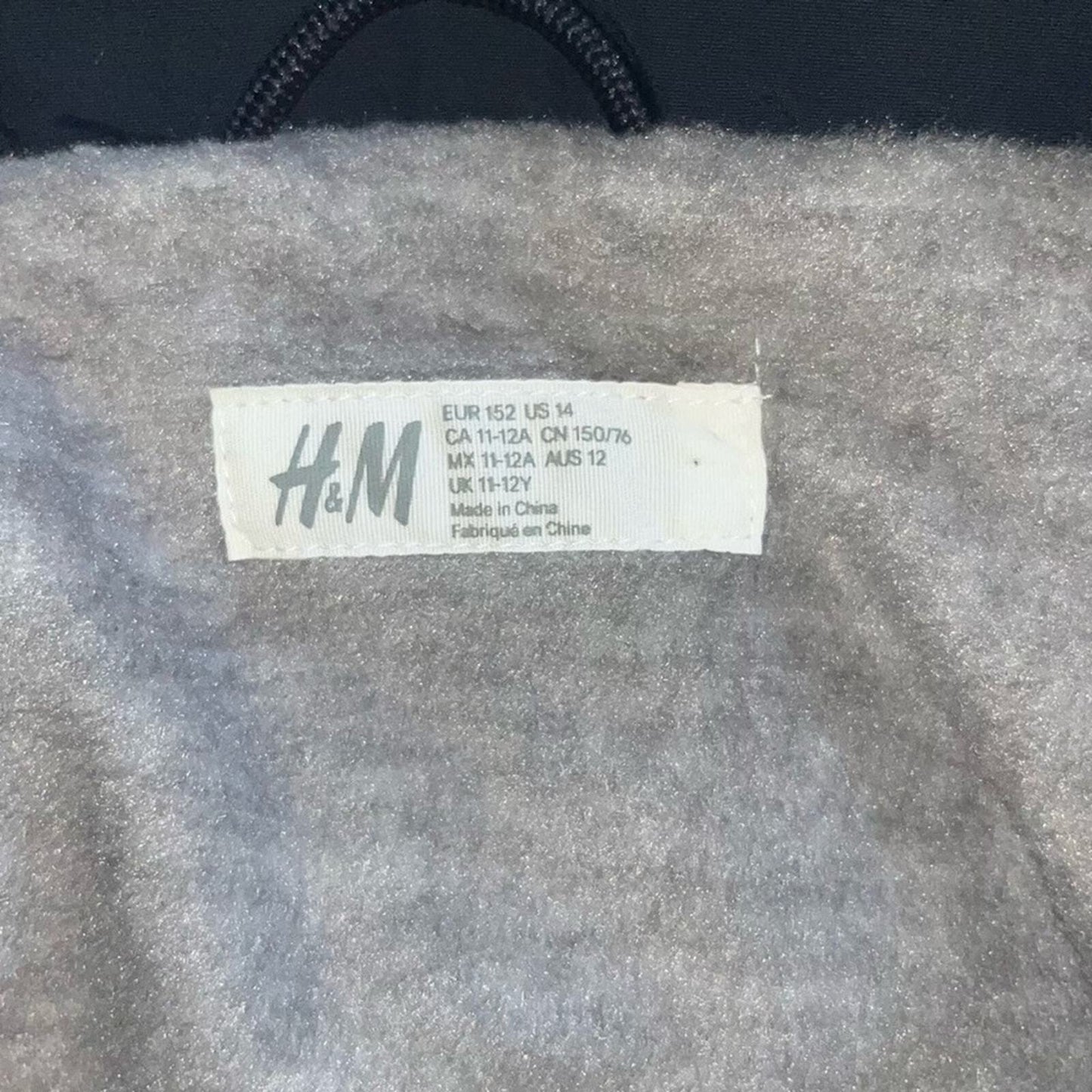 H&M Boys Size 14 Insulated Jacket with Hood Navy Gray 