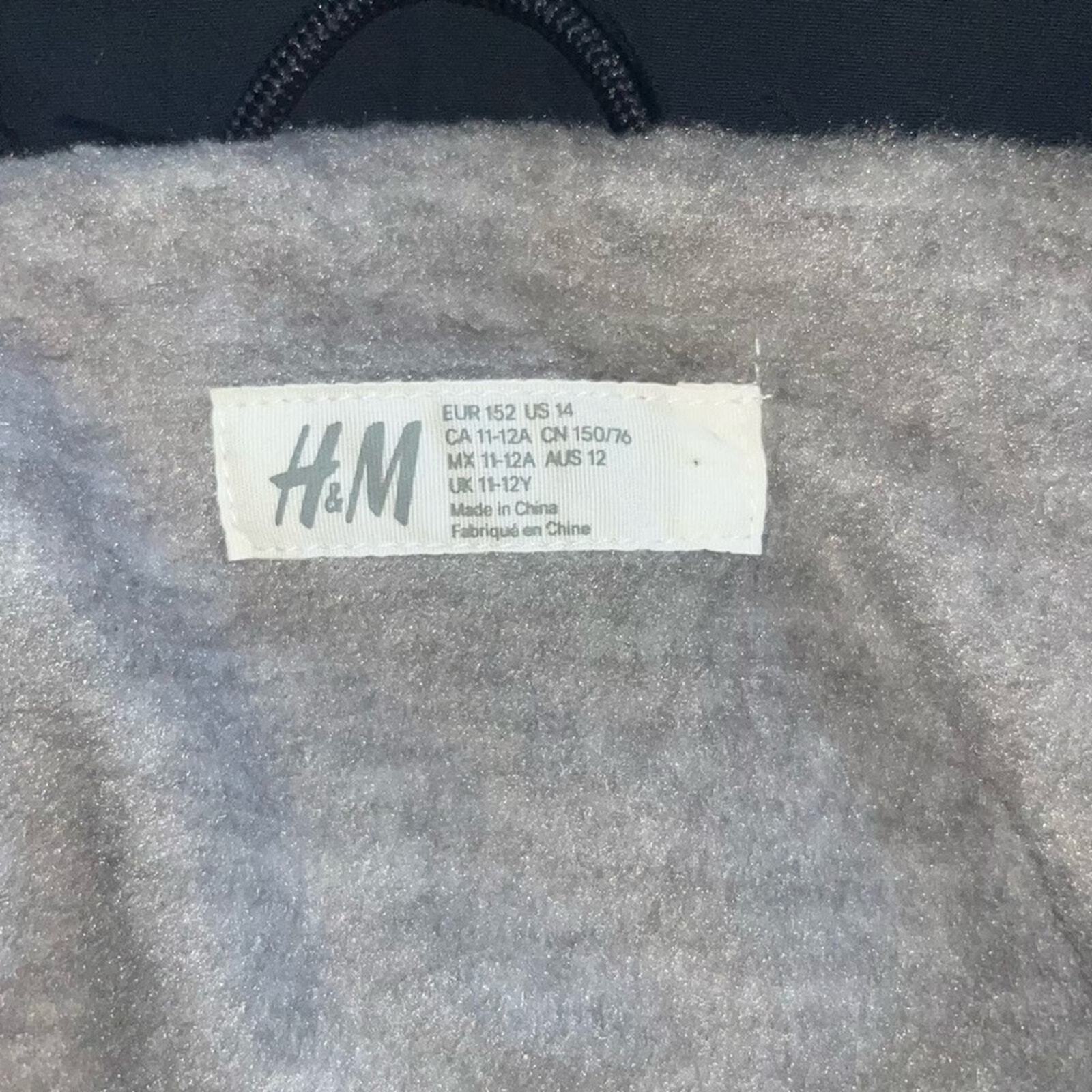 H&M Boys Size 14 Insulated Jacket with Hood Navy Gray 