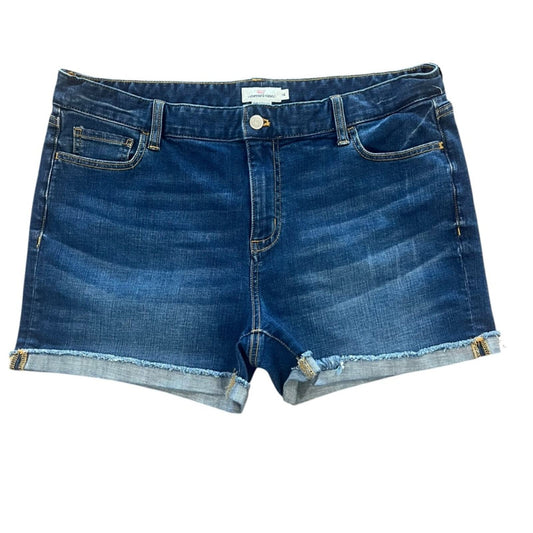 Vineyard Vines Womens Denim Shorts Size 14 Raw Cuffed Hem Medium Wash Whiskered