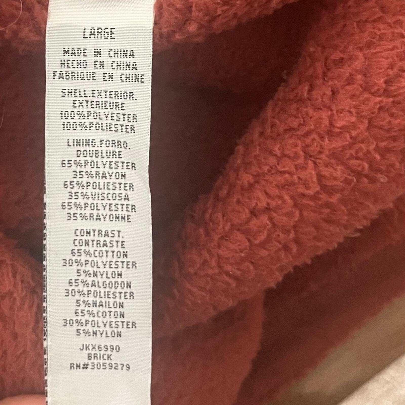 Thread & Supply Womens Large Burnt Orange 1/4 Snap Collar Sherpa Pullover
