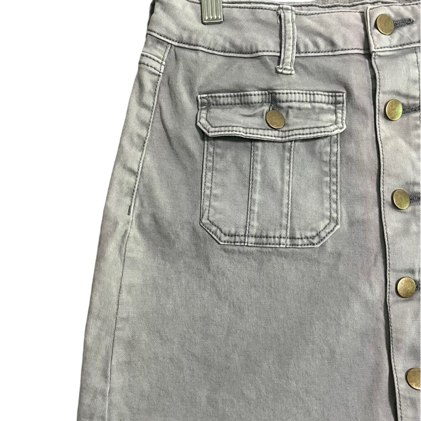 Altar'd State Womens Size M Gray Button Up Denim Cargo Mini Skirt