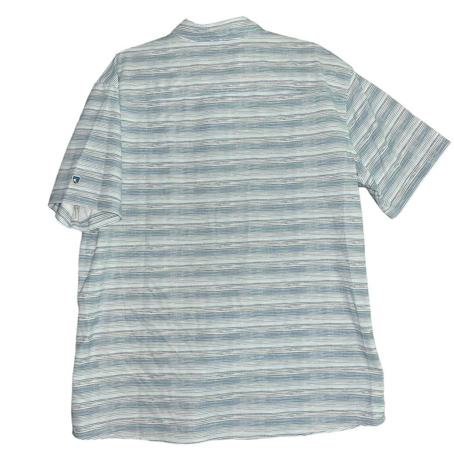 KUHL Mens XL Breathable Blue White Short Sleeve Button Down Collared Shirt