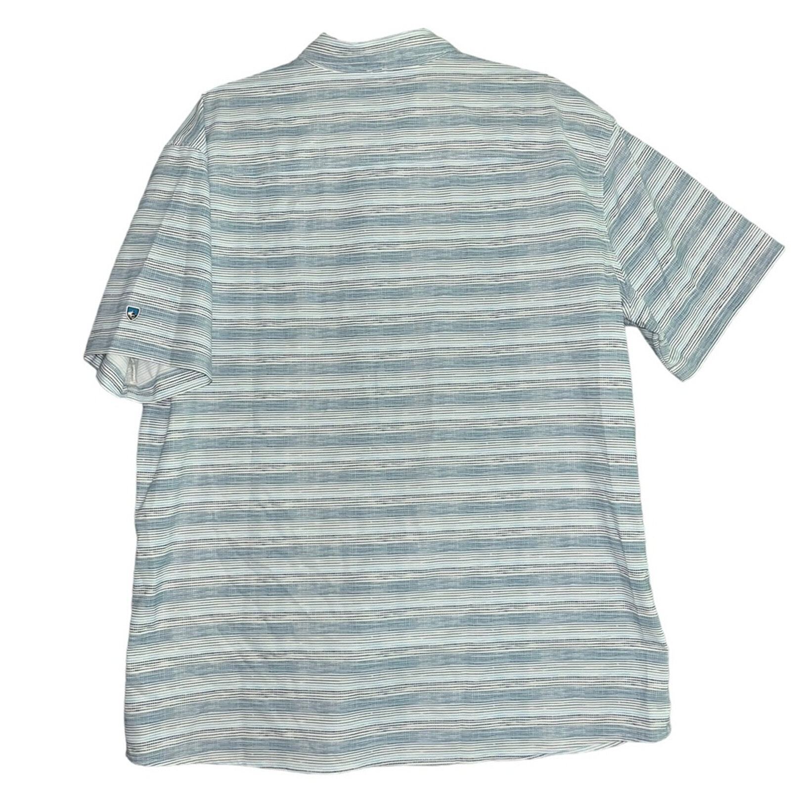 KUHL Mens XL Breathable Blue White Short Sleeve Button Down Collared Shirt