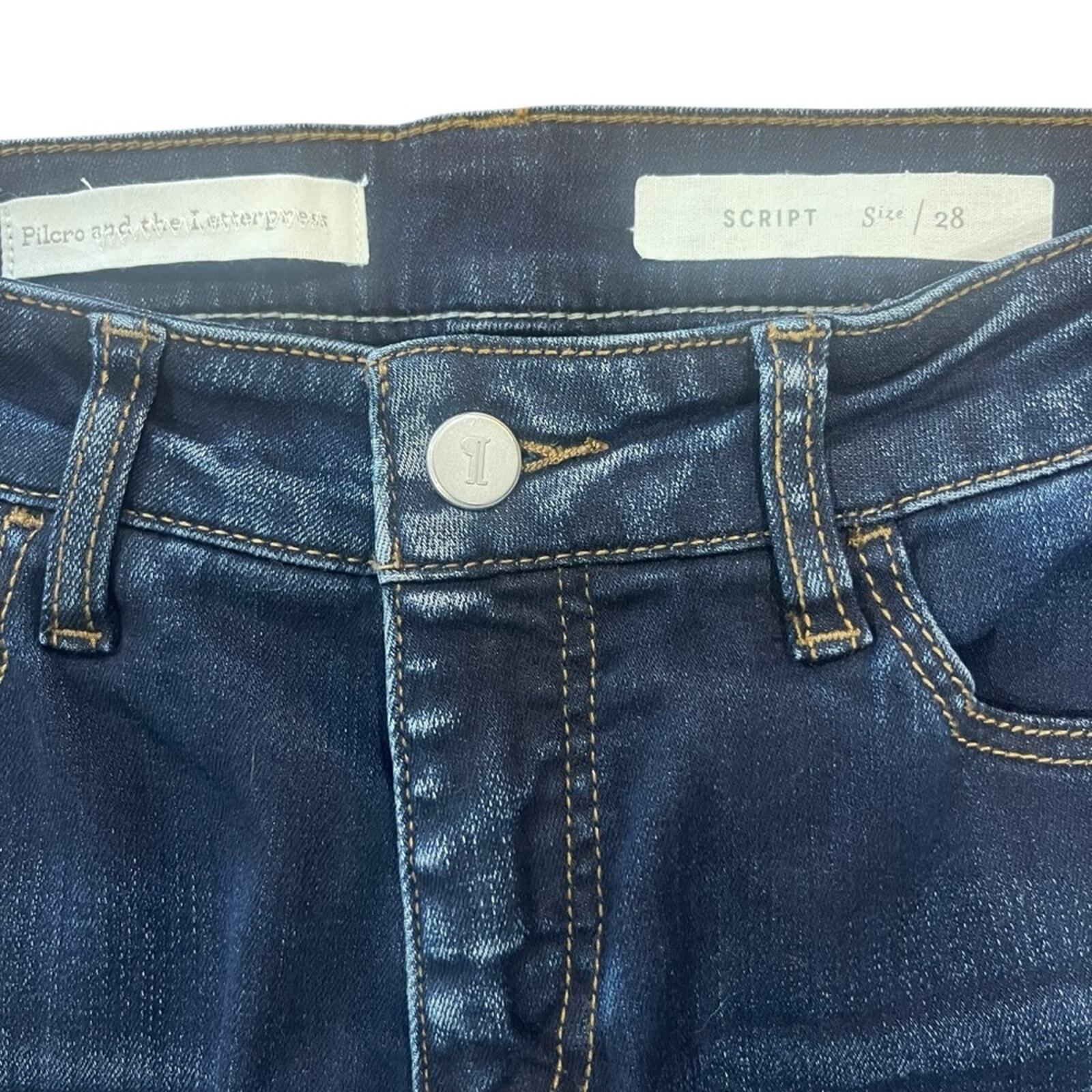 Pilcro and The Letterpress Script Womens Size 28 Dark Wash Denim Jeans