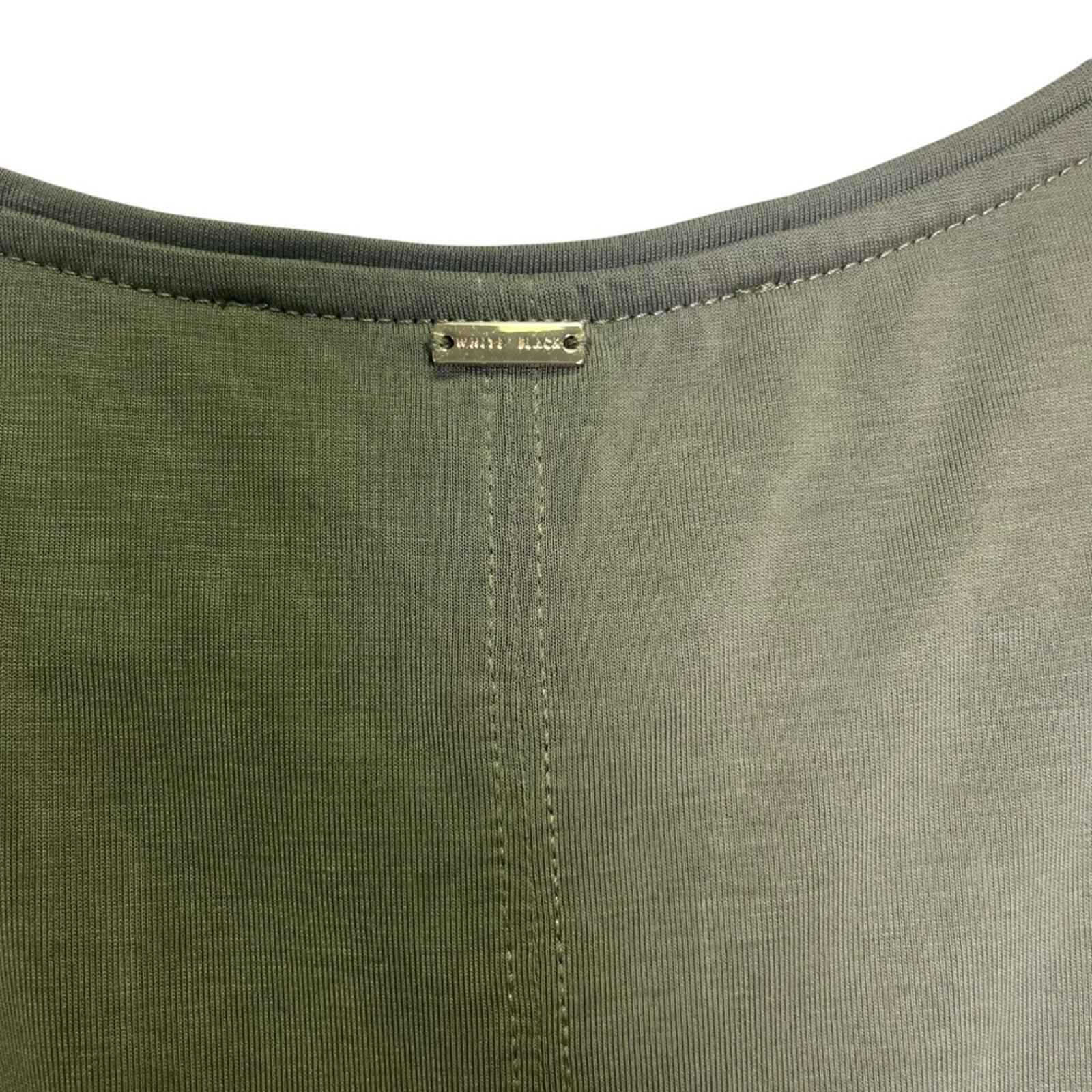 White House Black Market Womens  Small Plain Olive Green 3/4 Sleeve V Neck Top