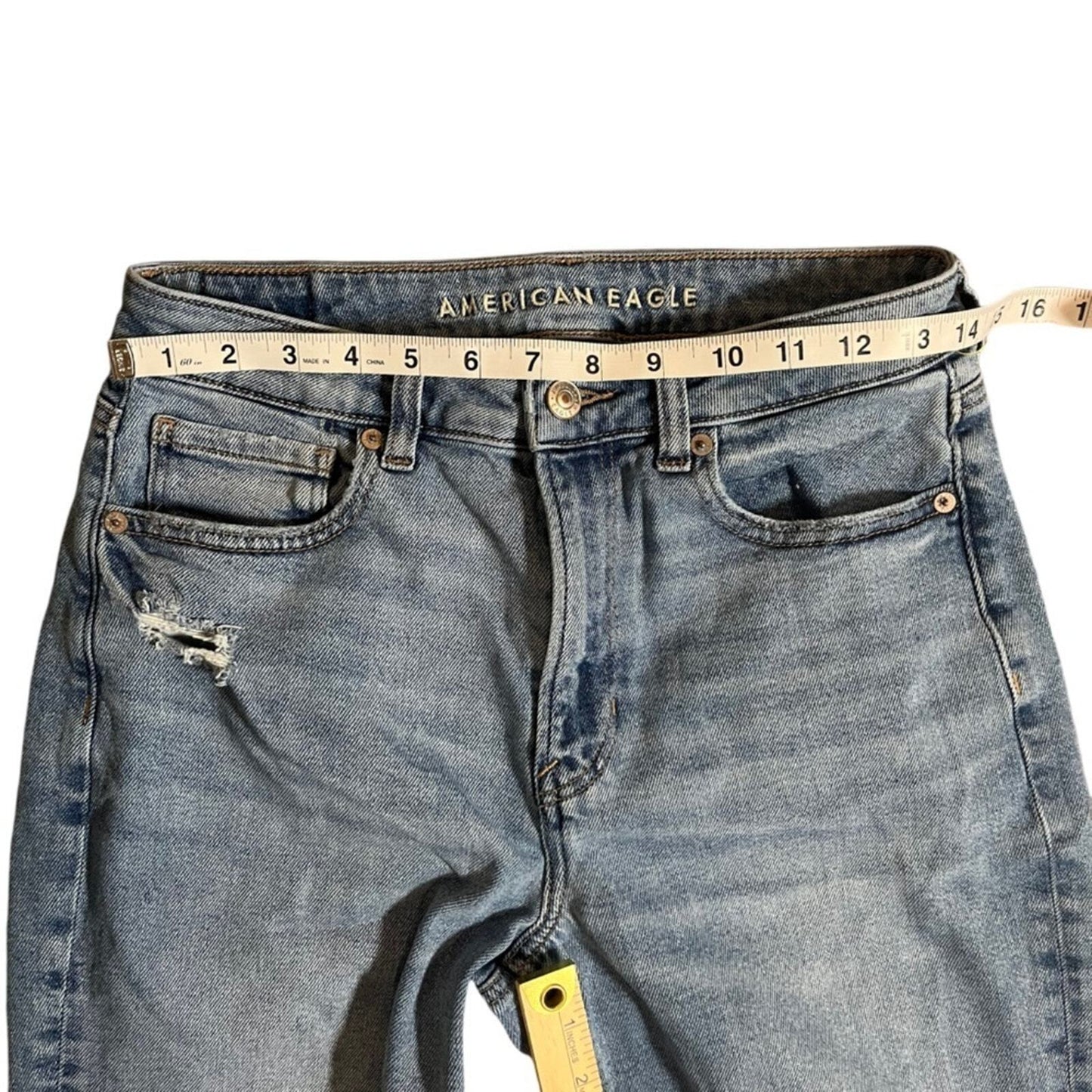 American Eagle Womens Mom Jeans Size 6 Regular Stretch Light Wash Denim 