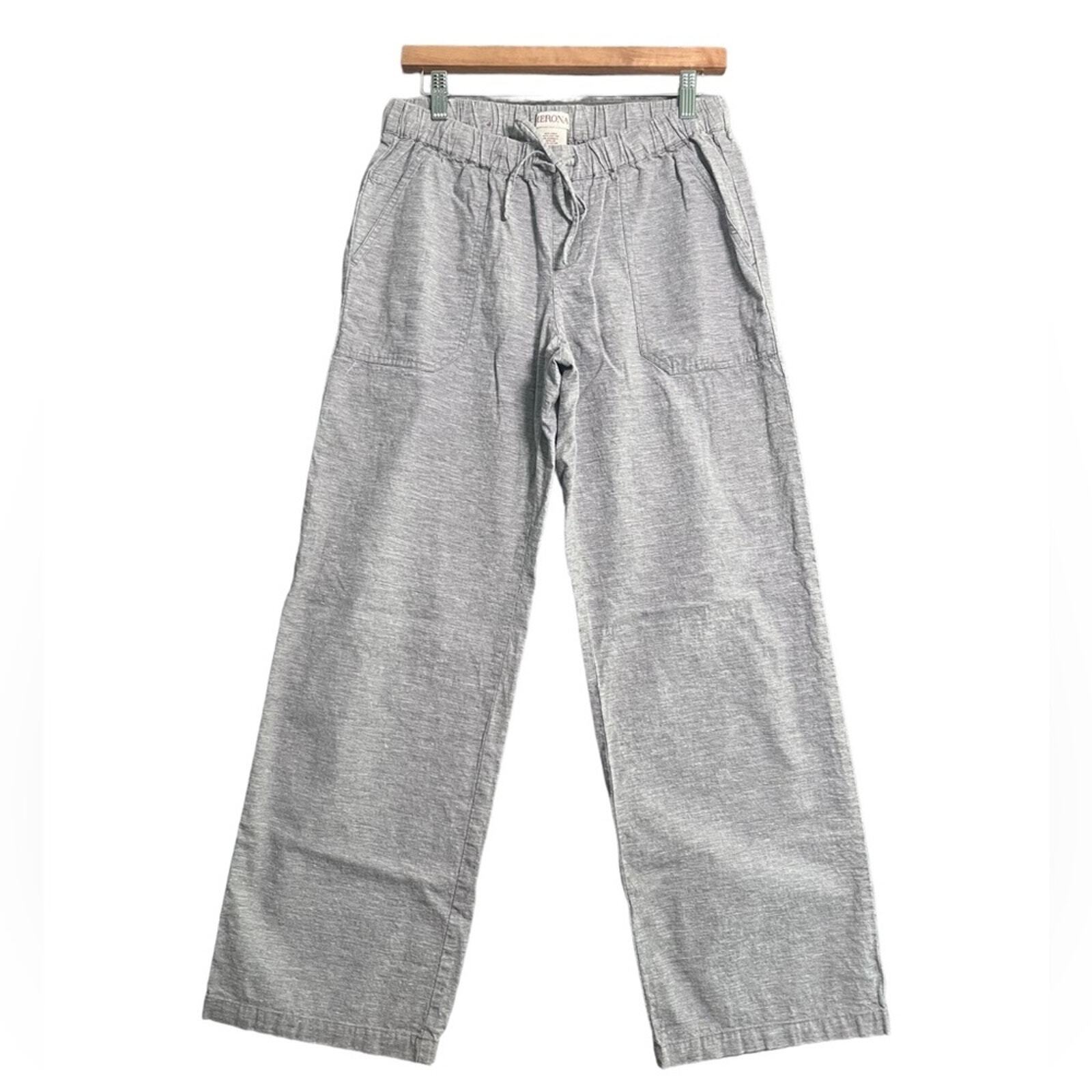Merona Womens Pants Size Small Linen Blend Blue Drawstring Front Pocket 