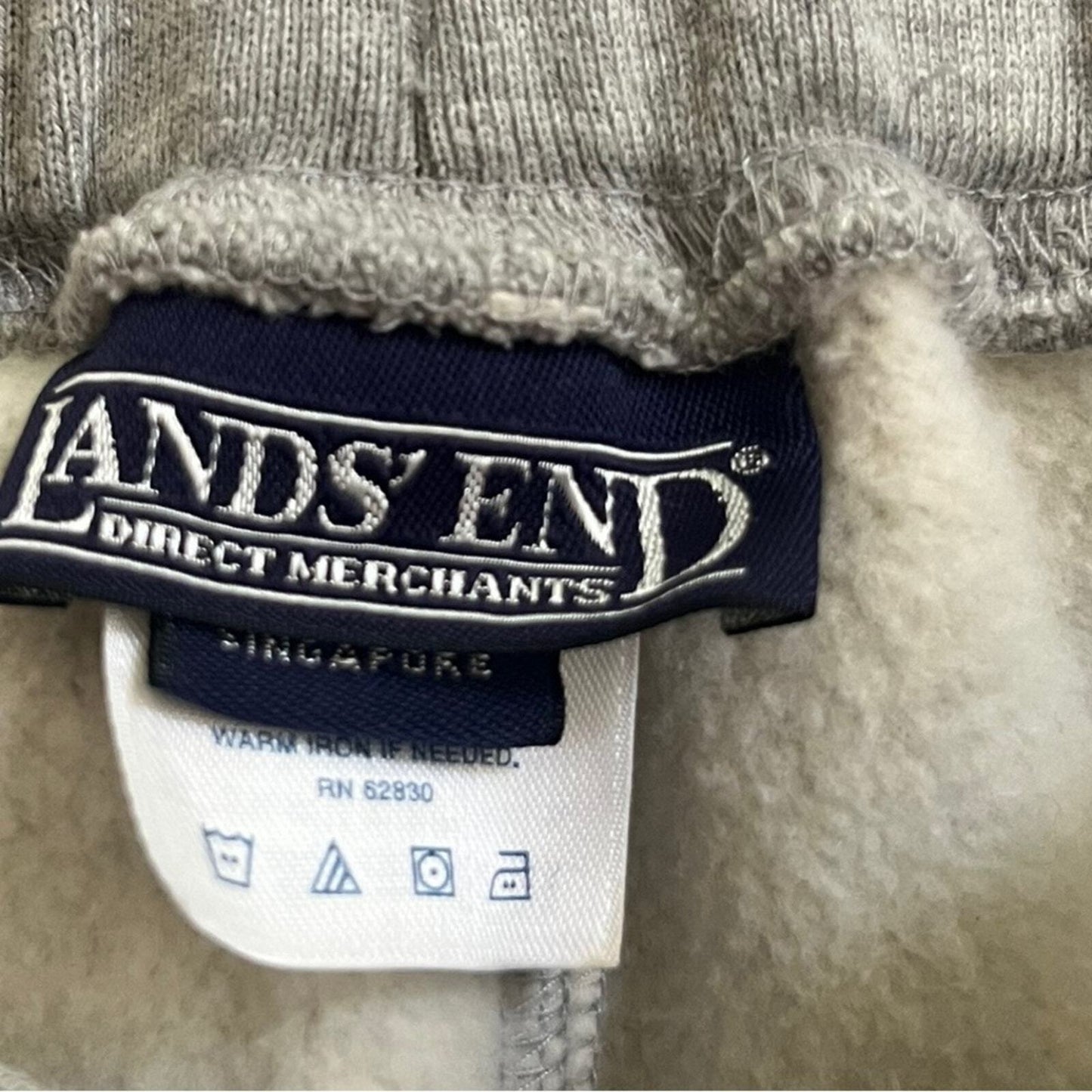 Land's End Boys Athletic Pants Size 18 Gray Side Stripe Straight Leg Drawstring 