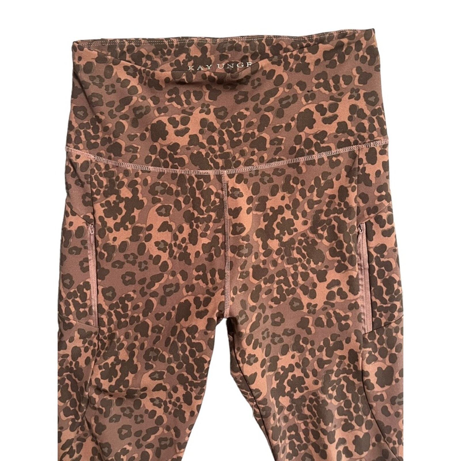 Kay Unger Womens XL Leopard High Waisted Leggings With Pockets