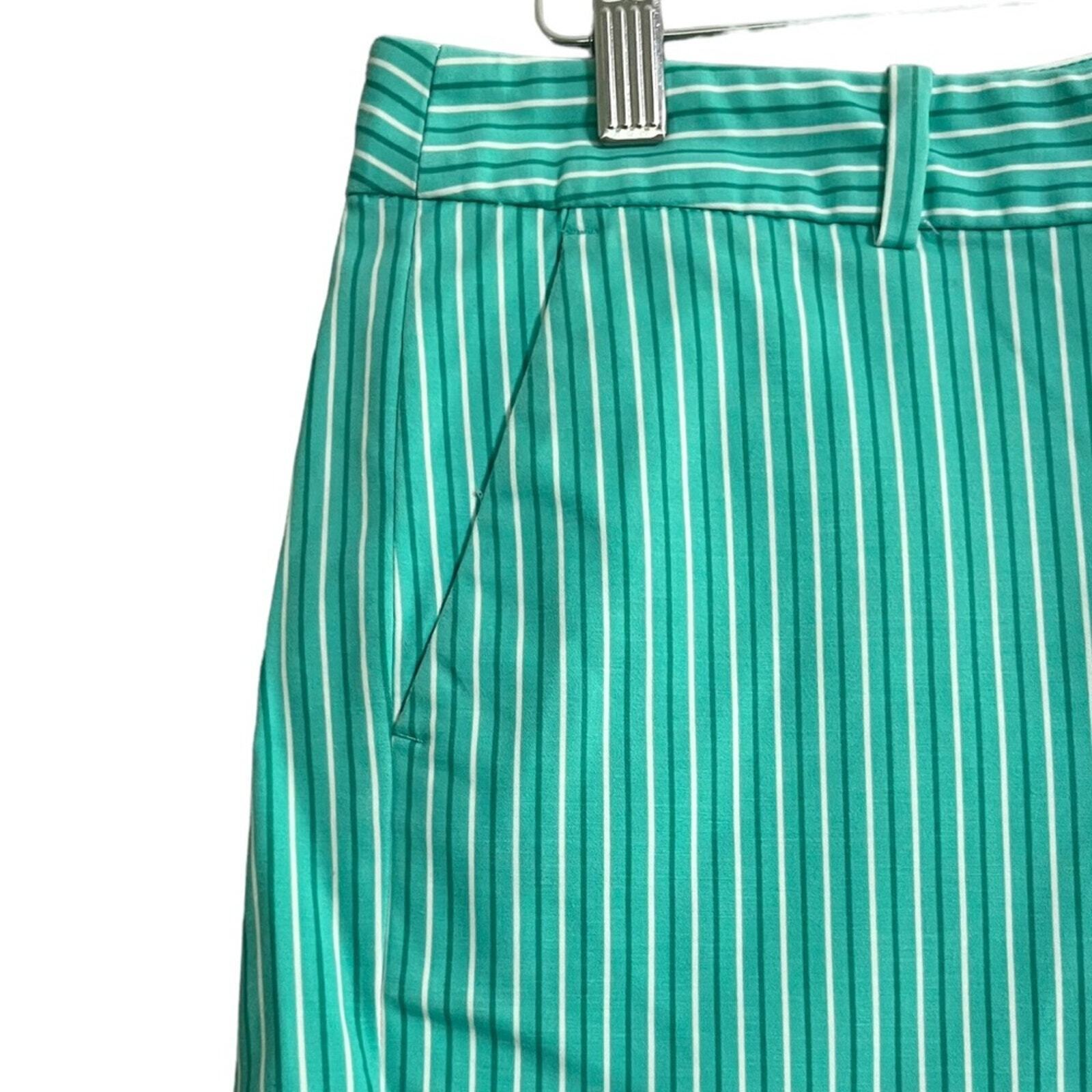 Michael Kors Shorts Womens Size 12 Turquoise Striped Flat Front Button Zip 