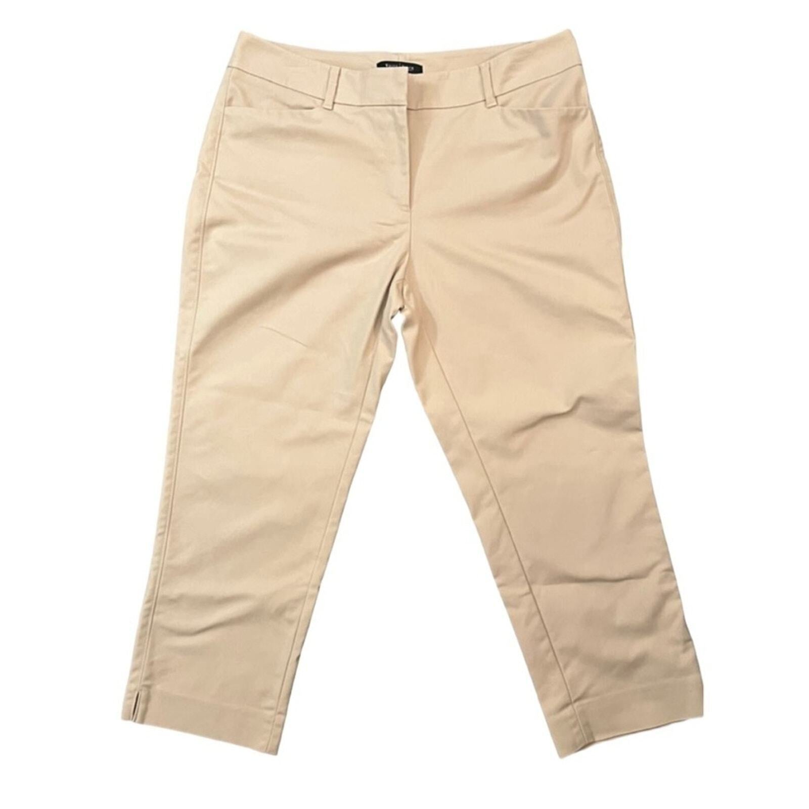 White House Black Market Womens Size 8 Straight Crop Perfect Form Tan Capri’s 