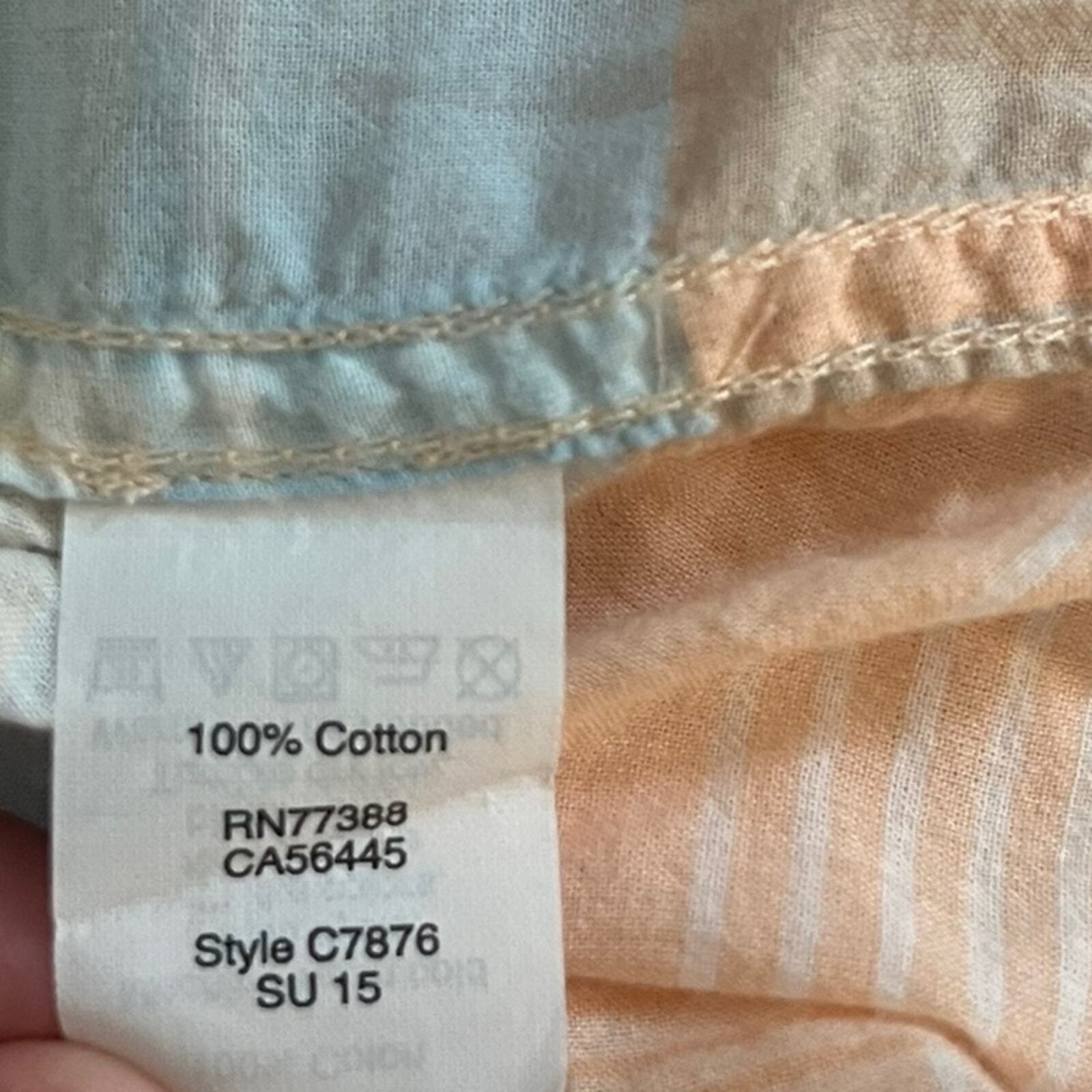 J. Crew Womens XS The Perfect Fit Peach Blue White Long Sleeve Button Down Shirt
