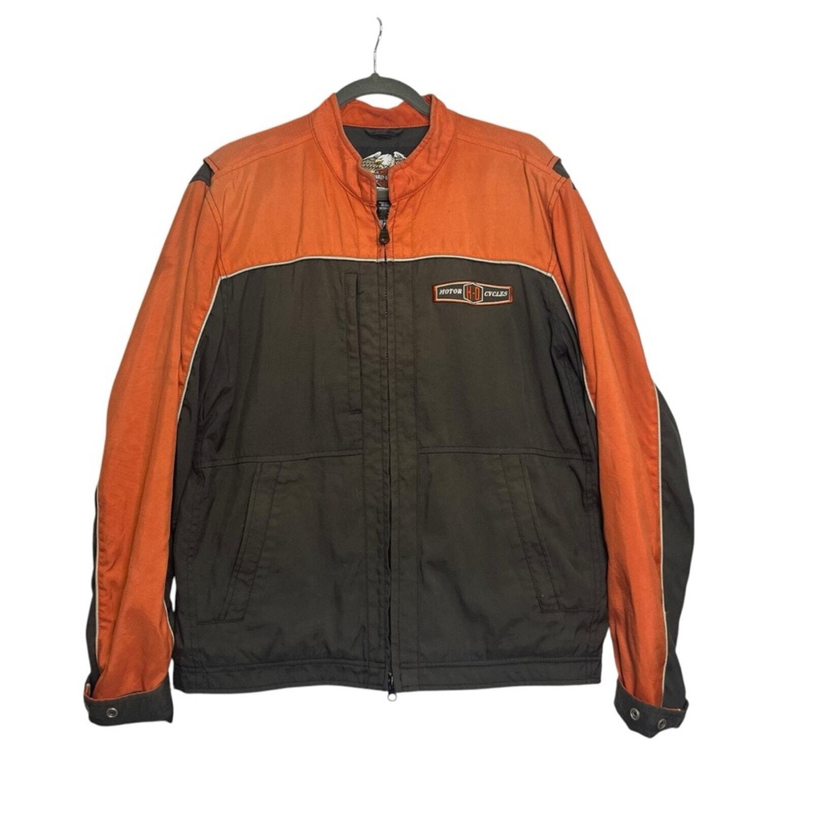 Harley Davidson 2008 Size Medium Orange Black Long Sleeve Lightweight Jacket
