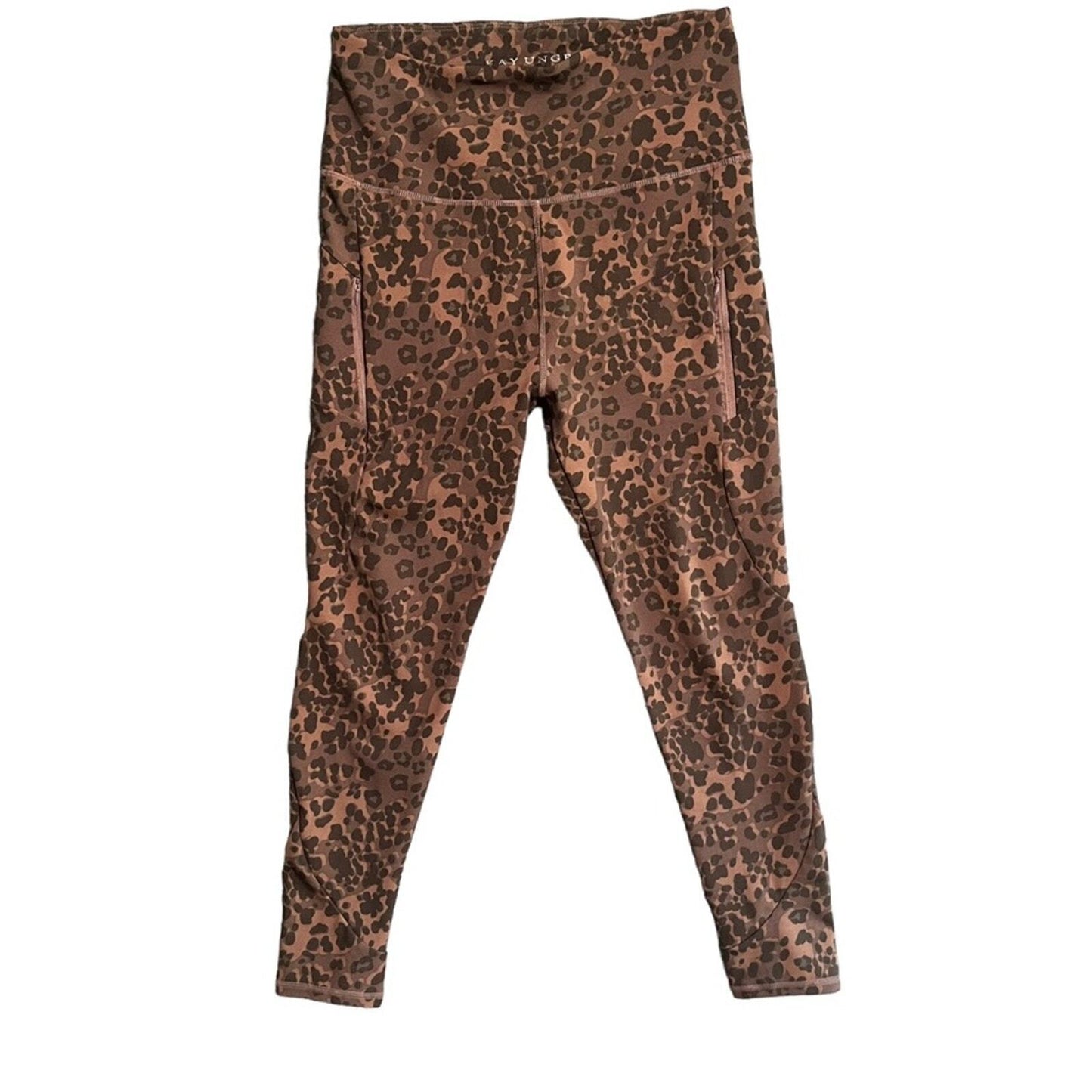 Kay Unger Womens XL Leopard High Waisted Leggings With Pockets
