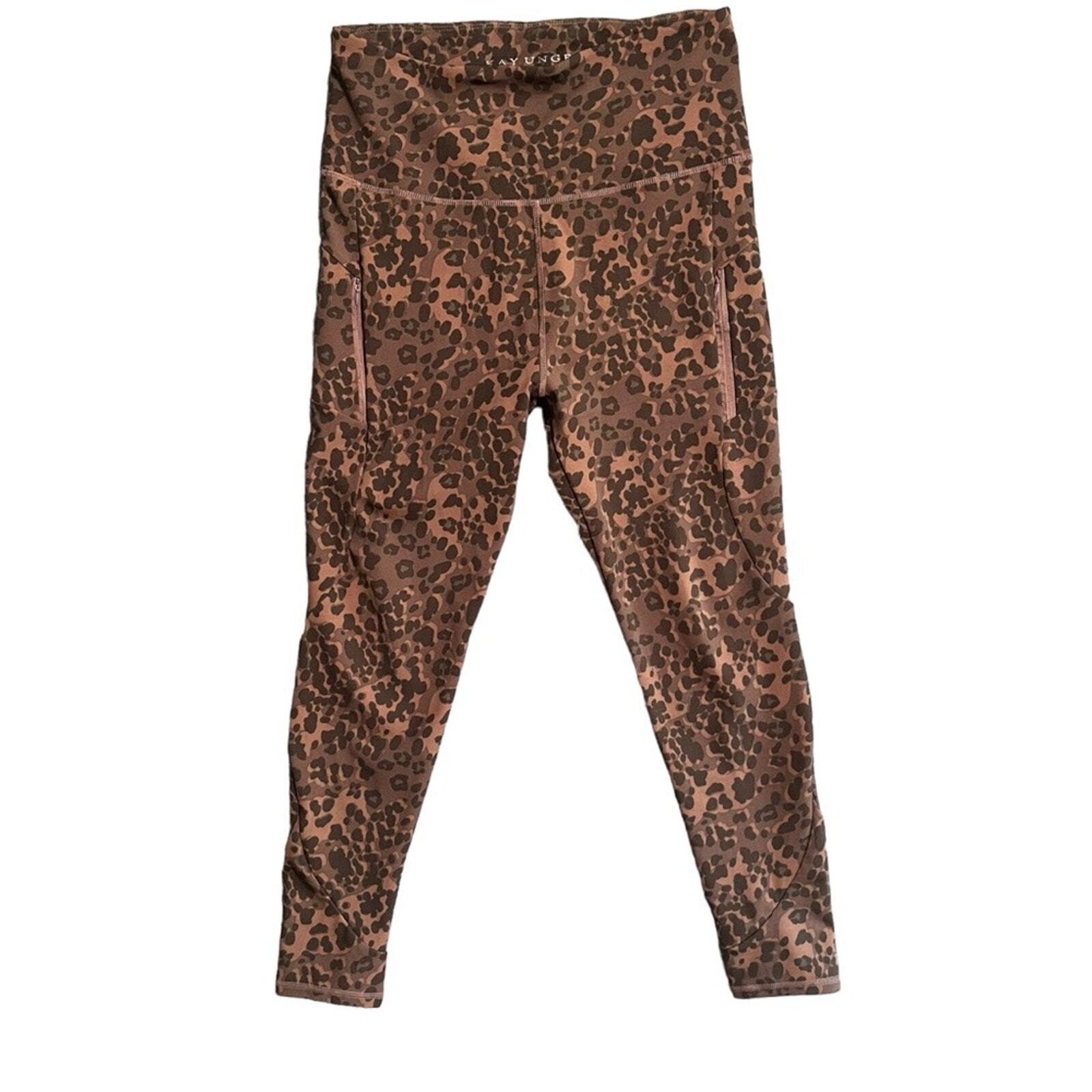 Kay Unger Womens XL Leopard High Waisted Leggings With Pockets