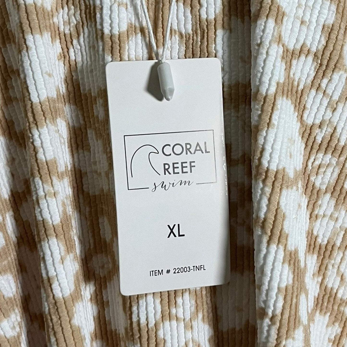 Coral Reef Womens Size XL Tan and White One Piece Swim Suit NWT