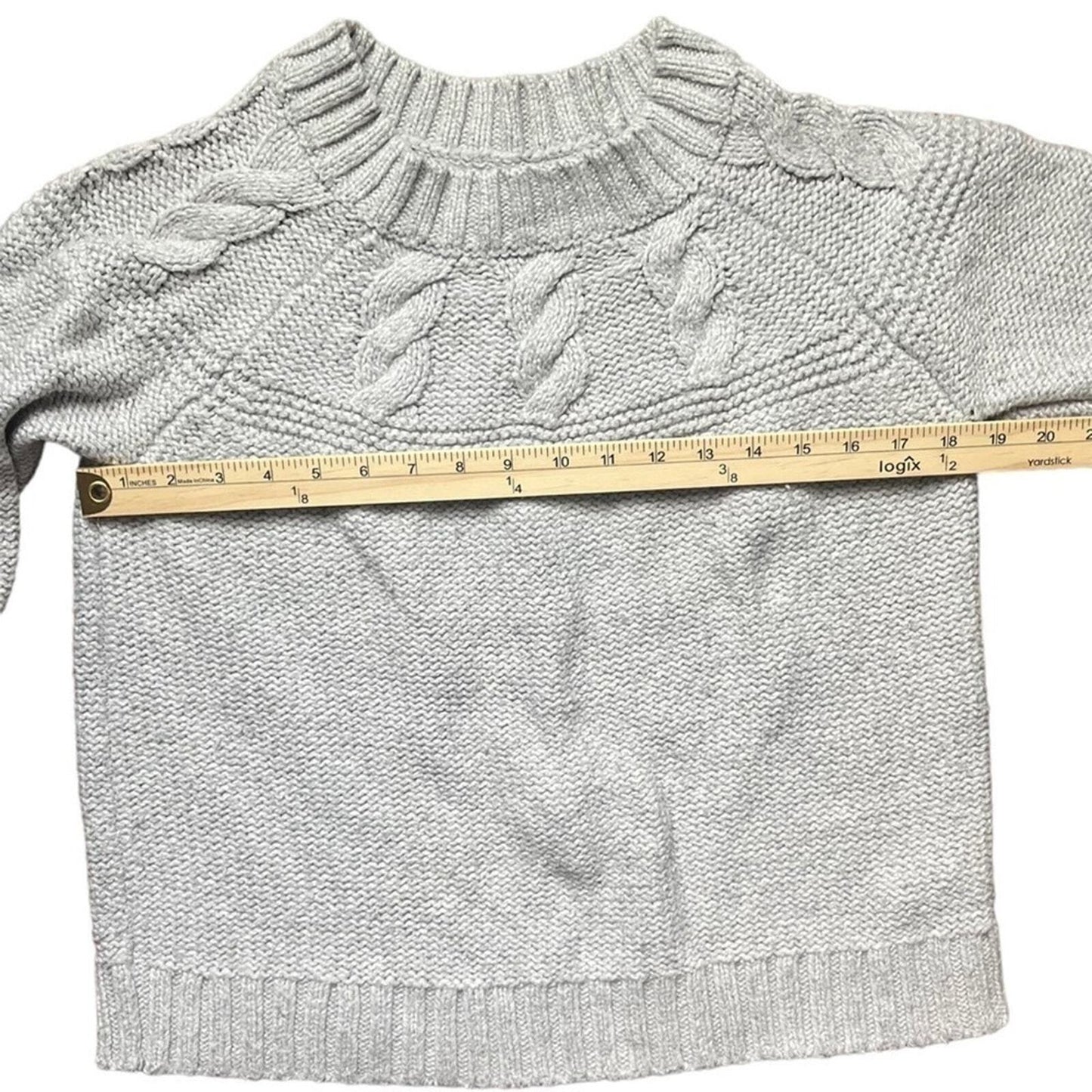 Aerie Womens Size M Gray Heavy Cotton Cable Knit Long Sleeve Sweater 
