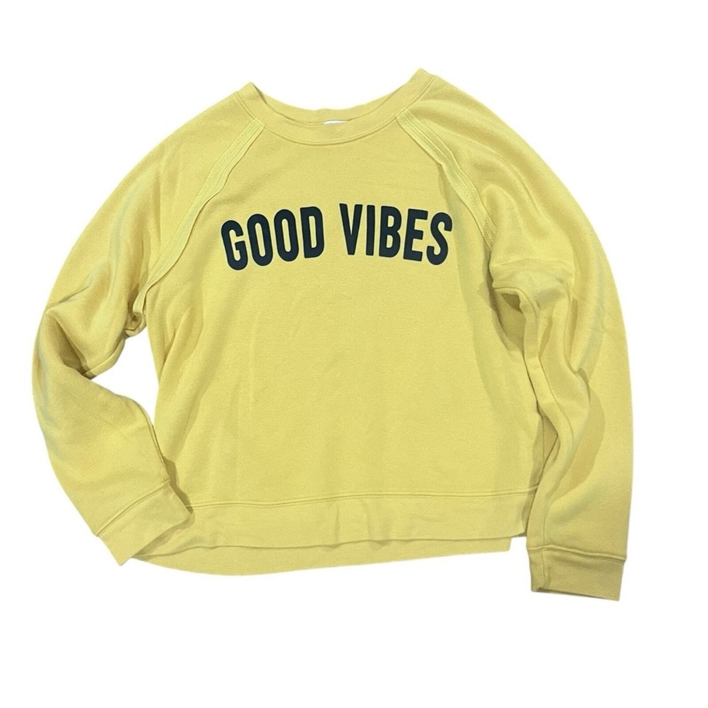 Grayson Threads Womens Size Large Mustard Long Sleeve Good Vibes Sweatshirt