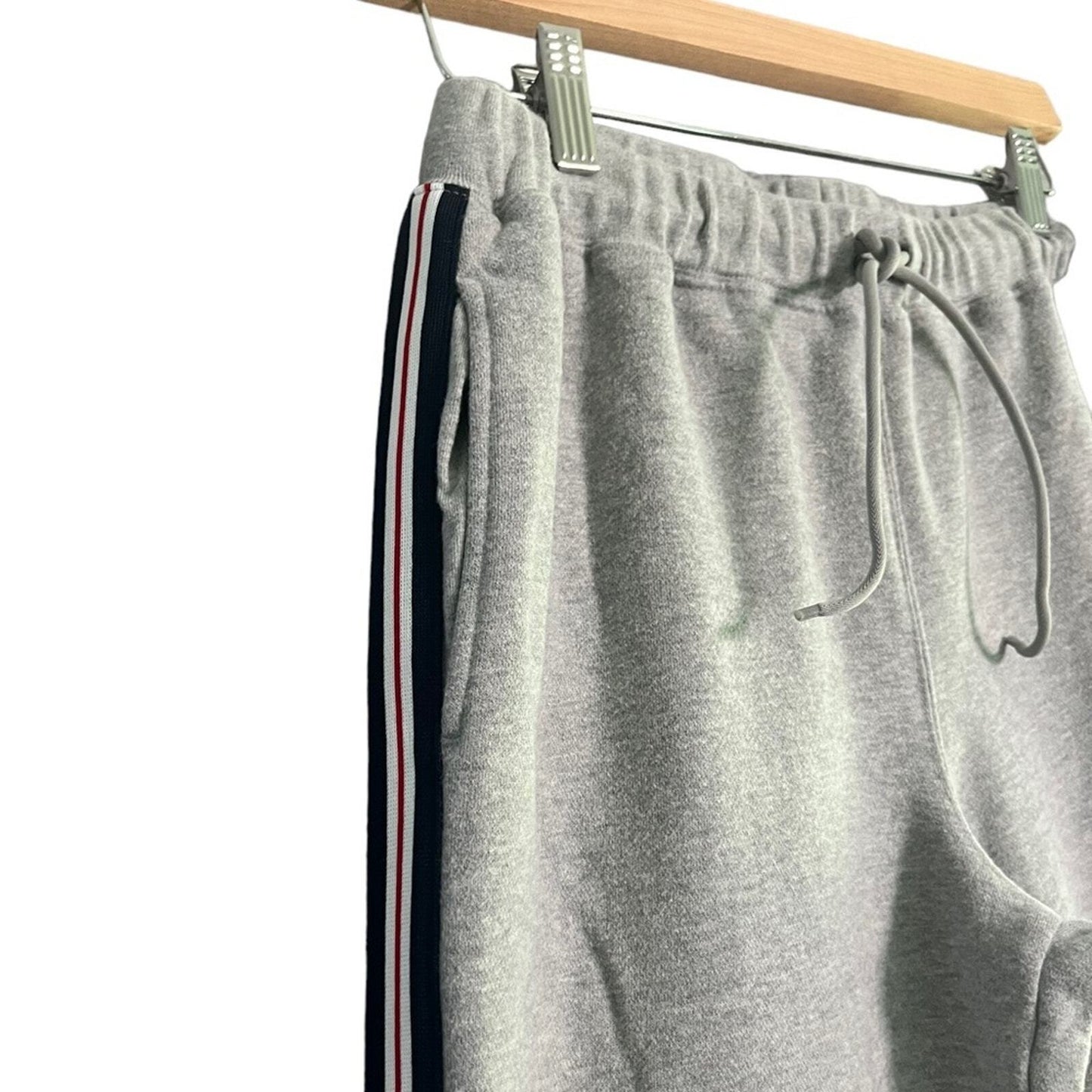 Land's End Boys Athletic Pants Size 18 Gray Side Stripe Straight Leg Drawstring 