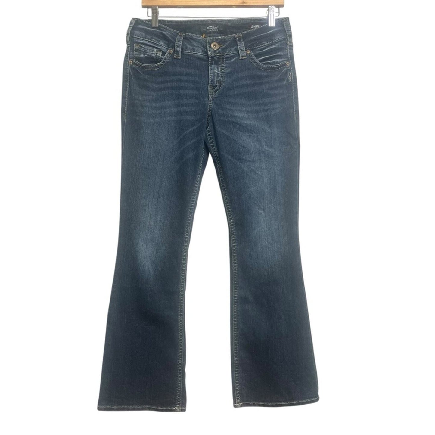 Silver Jeans Co Womens Suki Mid Boot Super Stretch Size 32x31 Medium Wash Jeans