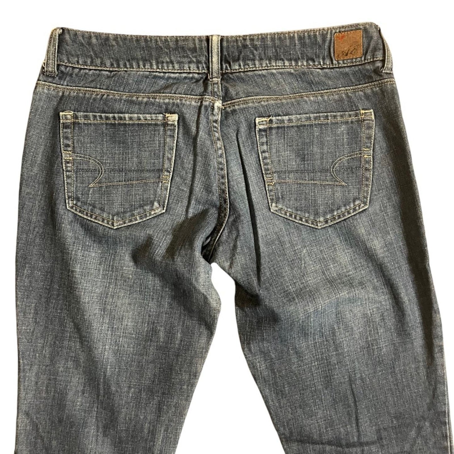 American Eagle Womens 77 Straight 8 Long Medium Wash Denim Jeans