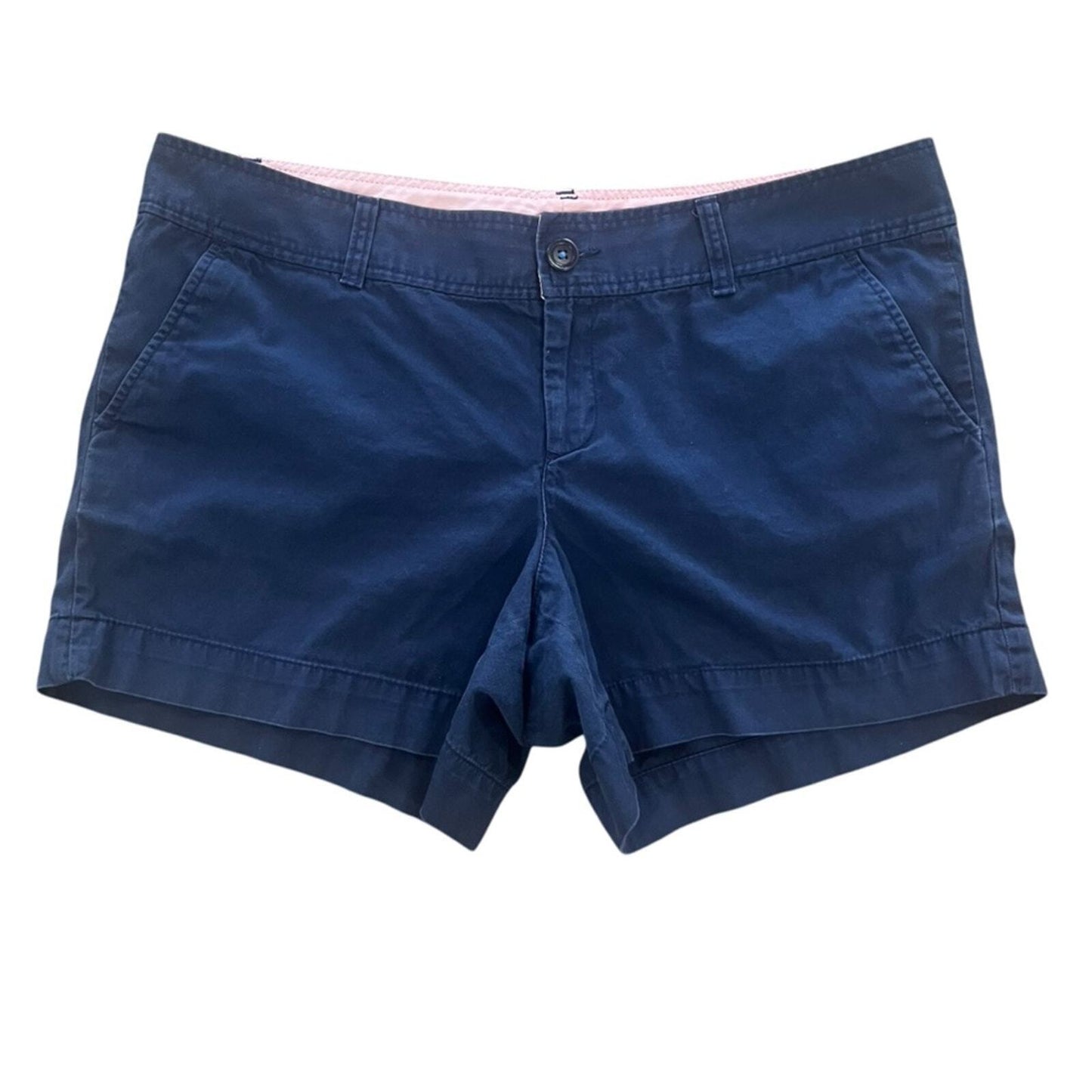 Lilly Pulitzer Womens Callahan Shorts Size 14 Navy Blue Flat Front Chino Simple