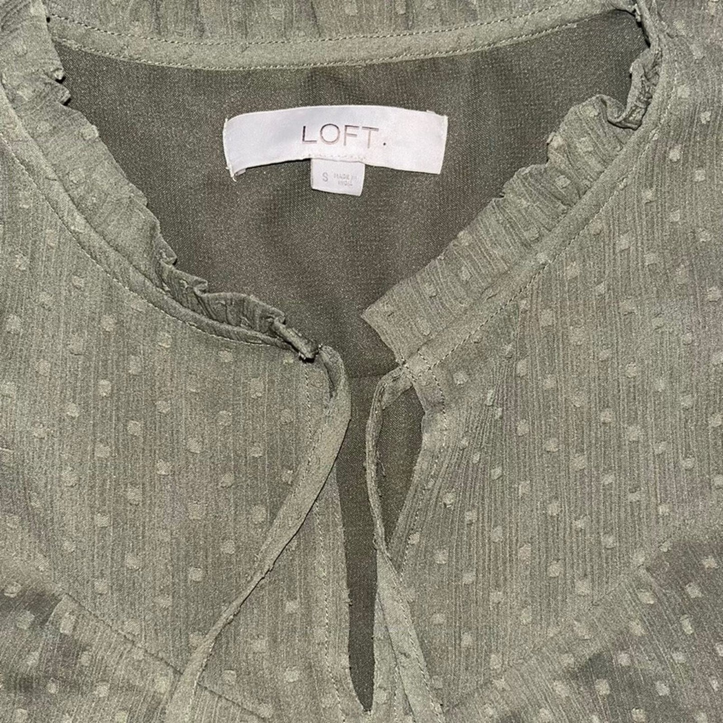 LOFT Womens Size Small Olive Green Semi Sheer Lined Blouse