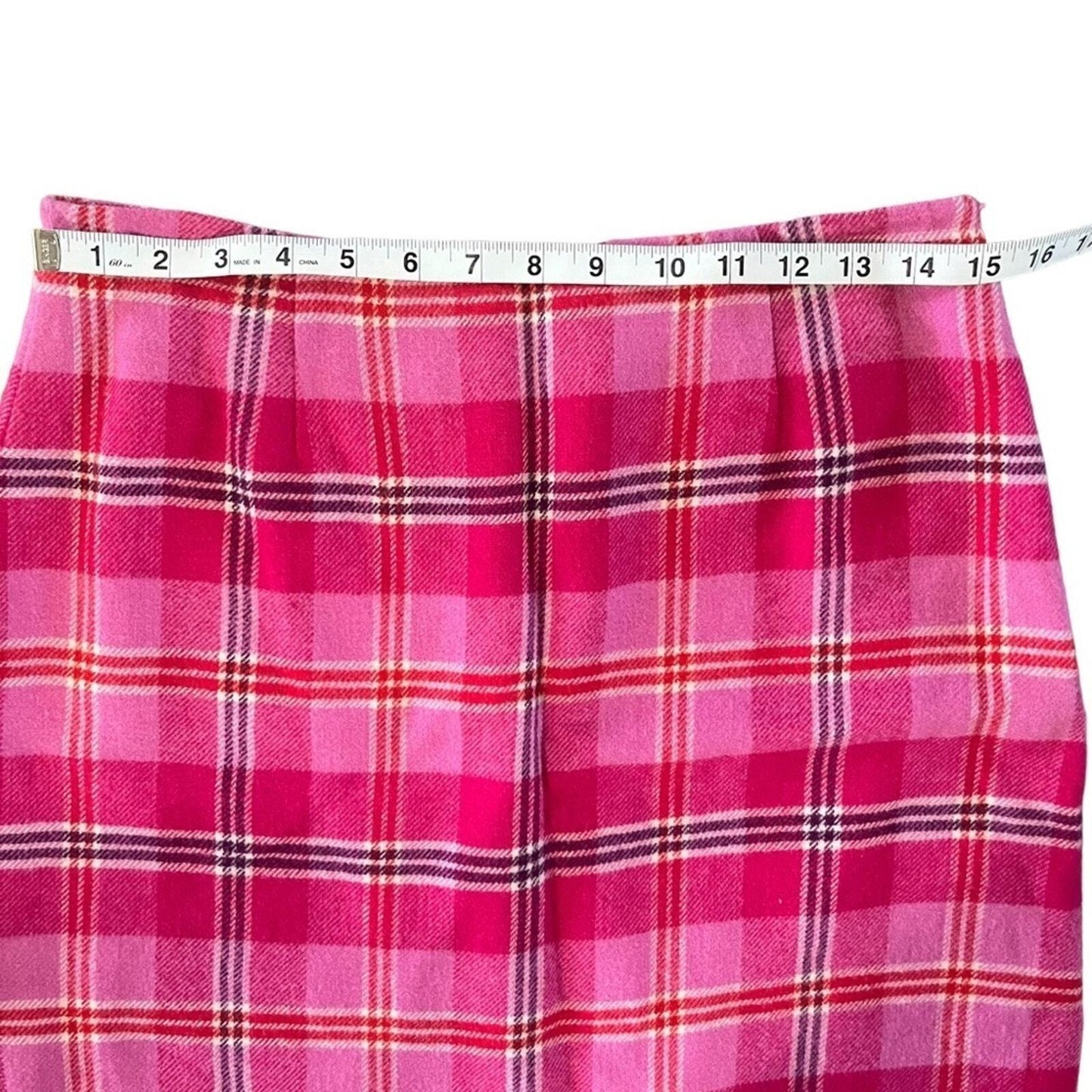 Boston Proper Women's Pink & Red Plaid Wool/Rayon Mini Skirt Size 8