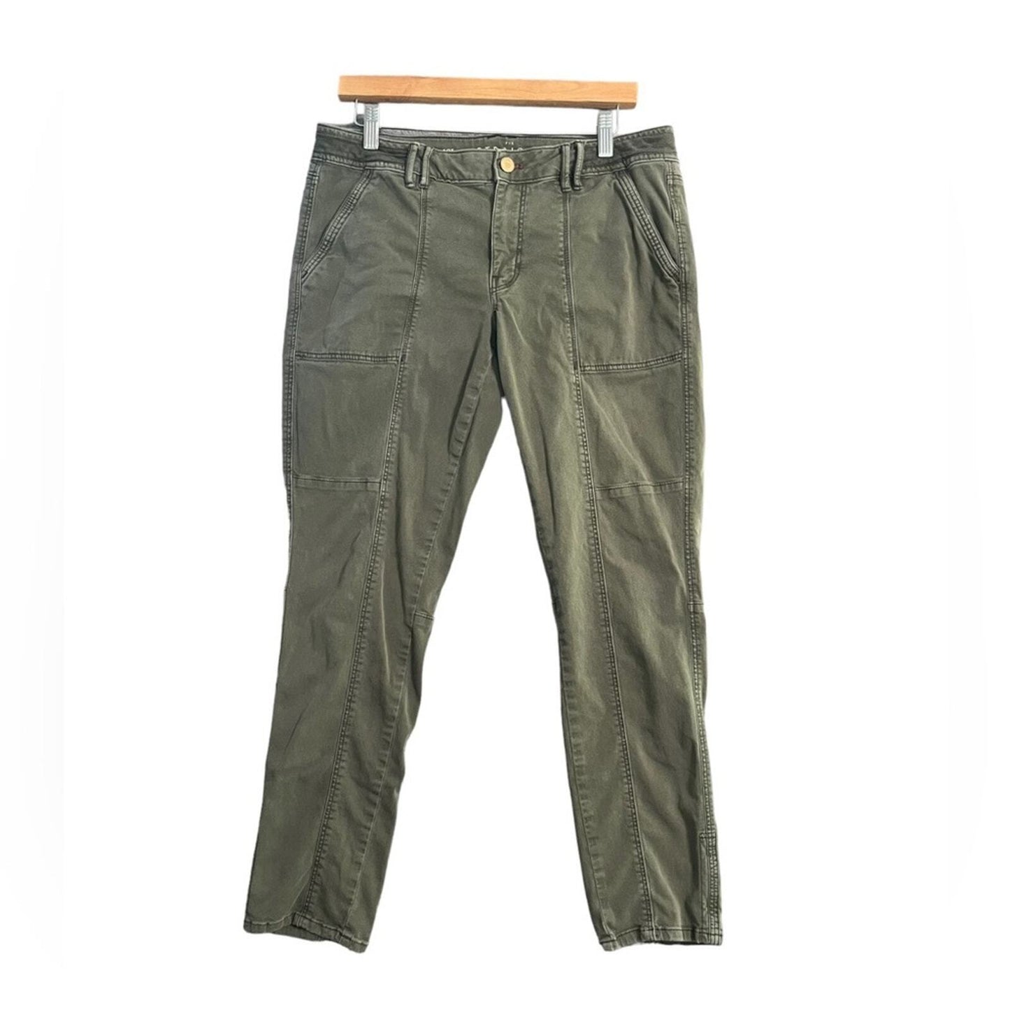 White House Black Market Womens Crop Pants Size 10L Green The Straight 