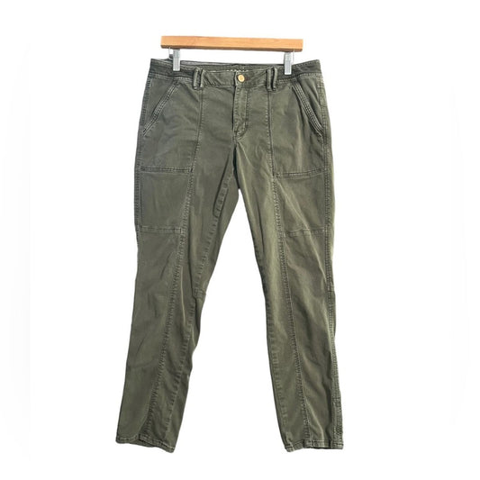 White House Black Market Womens Crop Pants Size 10L Green The Straight 