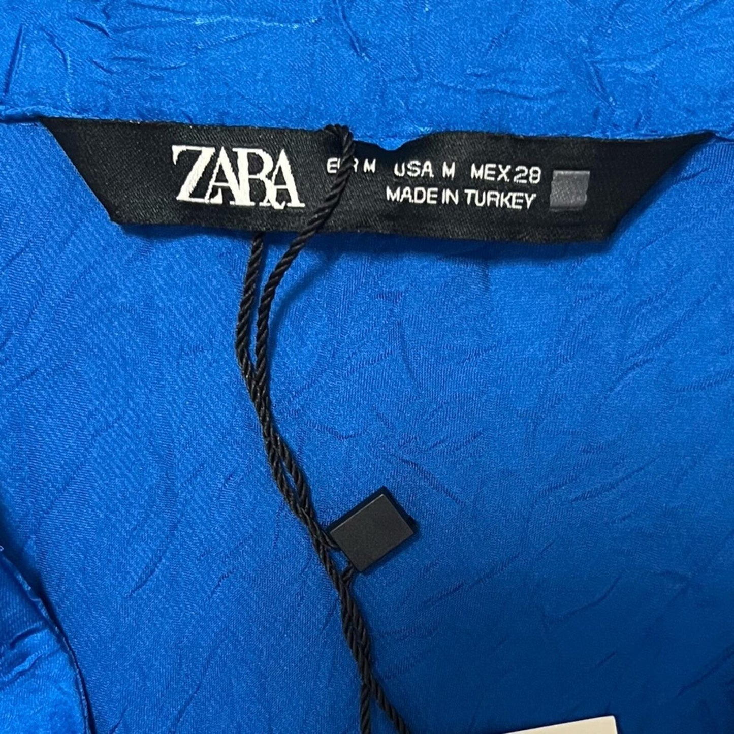 ZARA Womens Blue Shiny Pleated Satin Midi Skirt Size Medium NWT