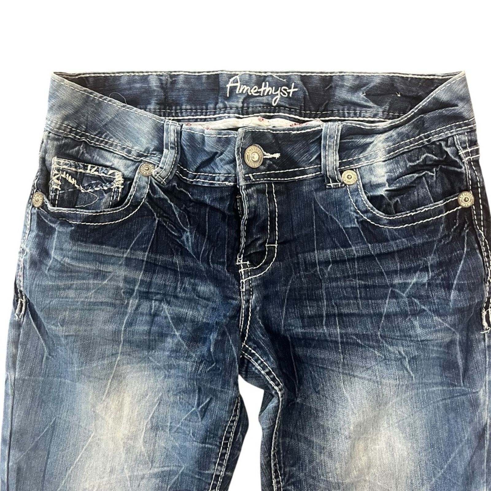 Amethyst Womens 9 Acid Wash Medium Wash Denim Capri Jeans