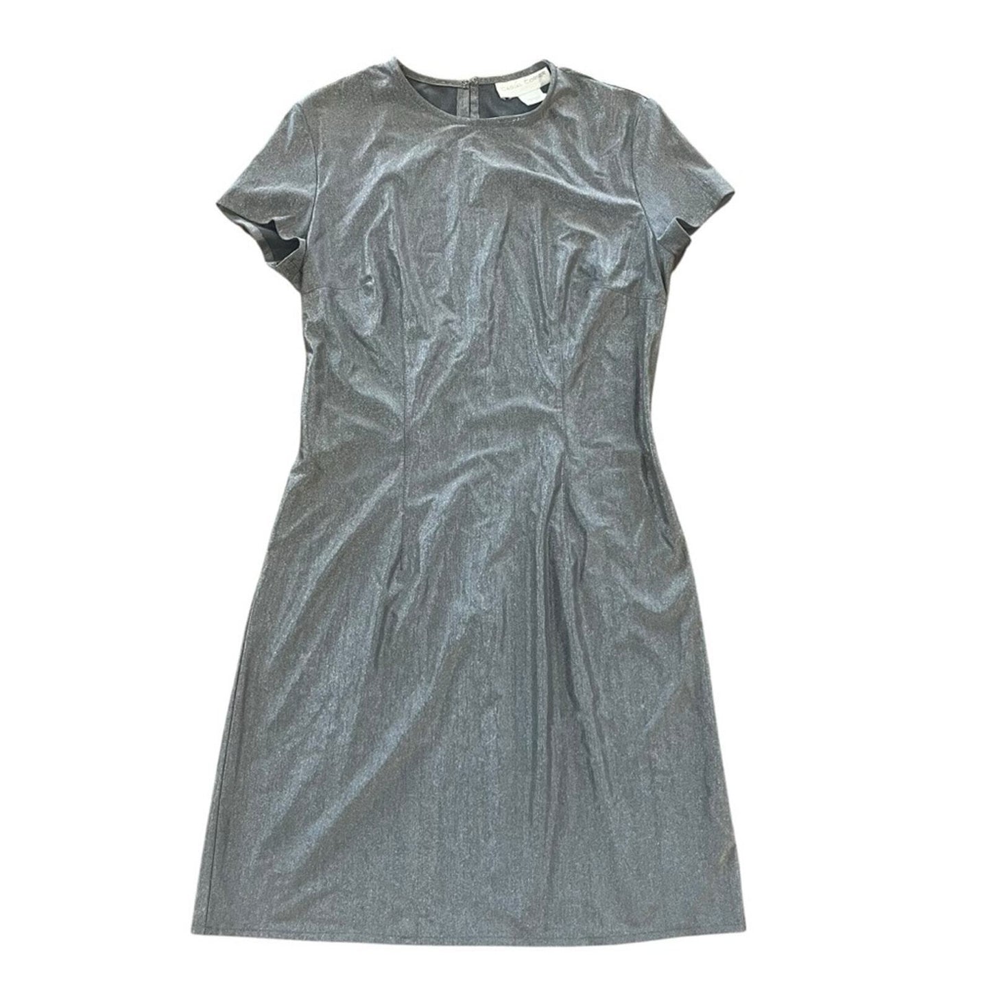 Casual Corner Womens Size 8 Silver Short Sleeve Mini Dress